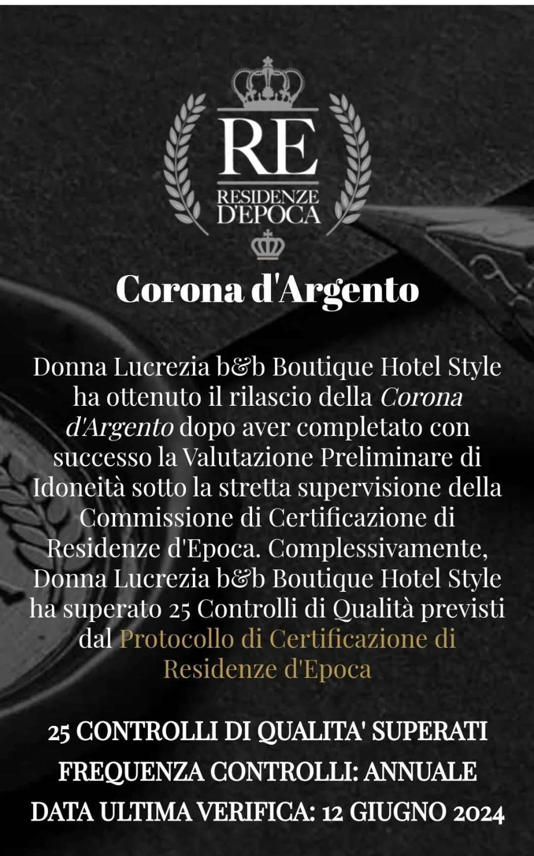 Logo/Certificate/Sign in DONNA LUCREZIA b&b Boutique Hotel Style - Relax & Business stay