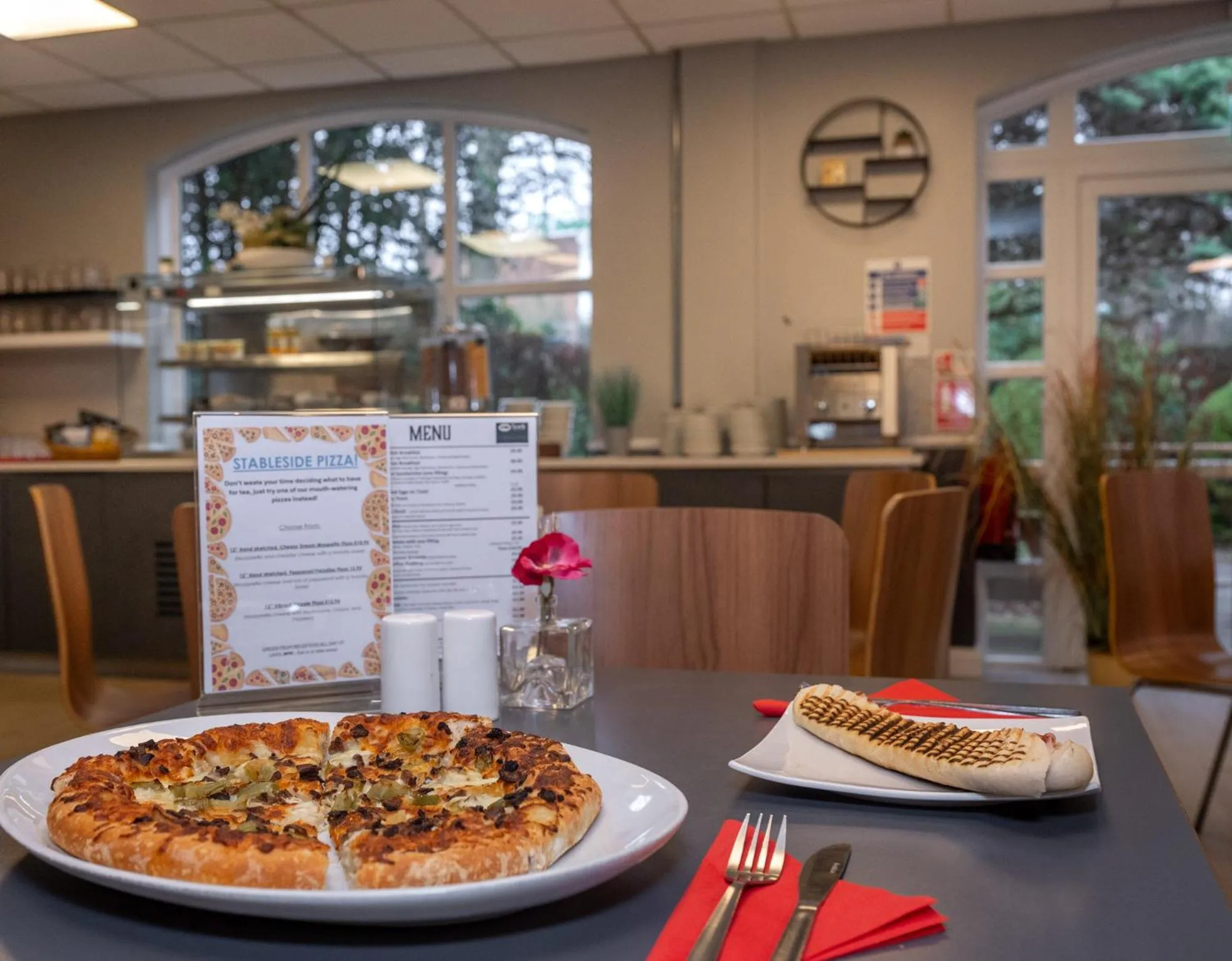 Food and drinks in Stableside Hostel at York Racecourse