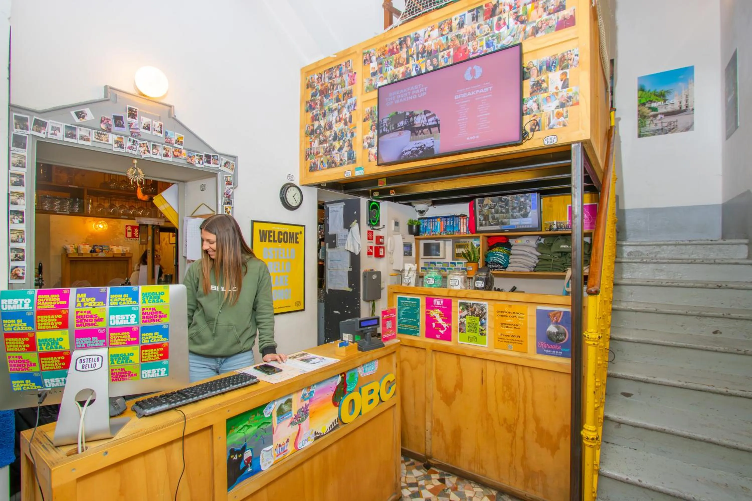 Lobby or reception in Ostello Bello Lake Como