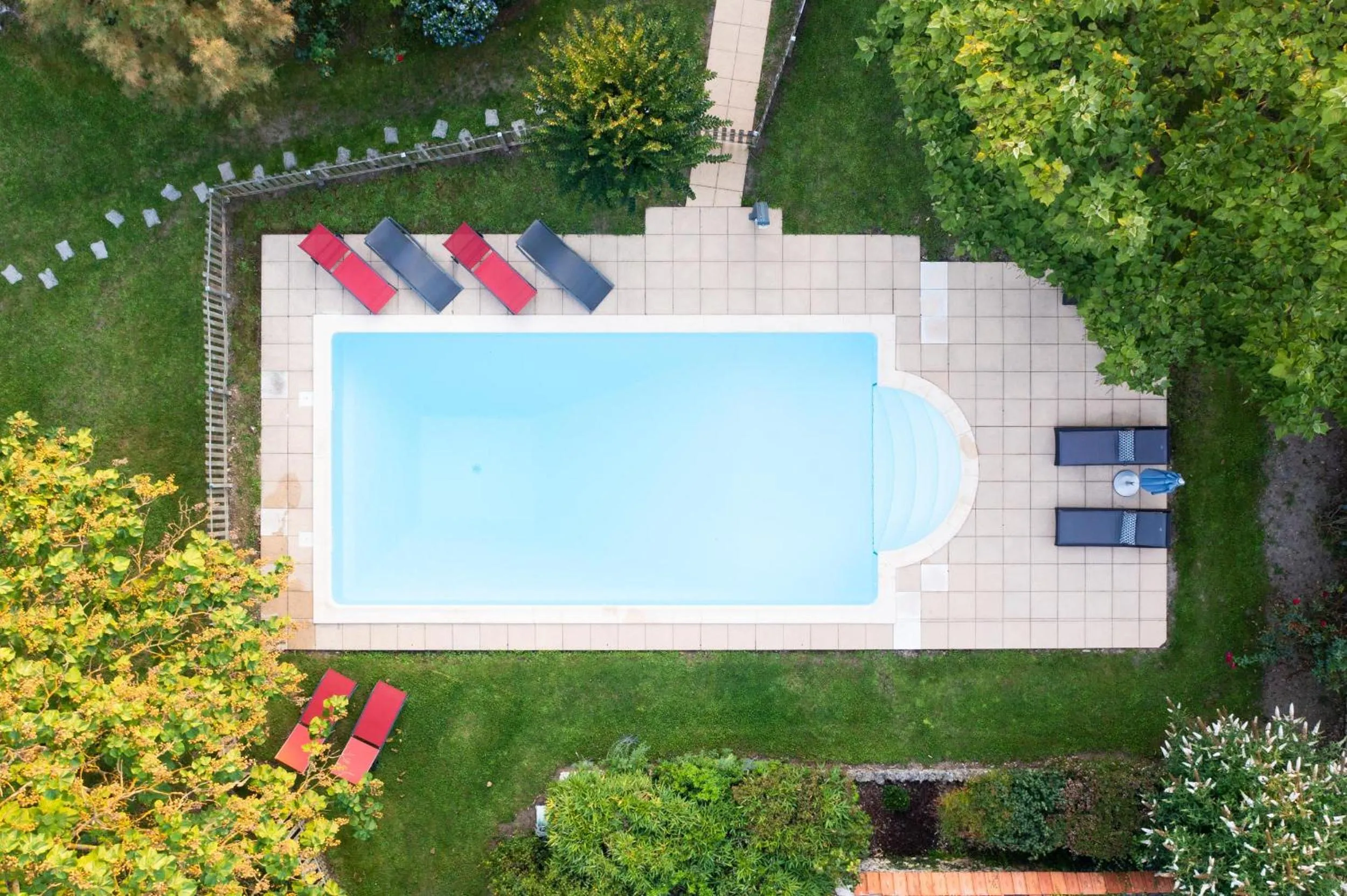 Pool view in Le Clos de La Rousselière B and B