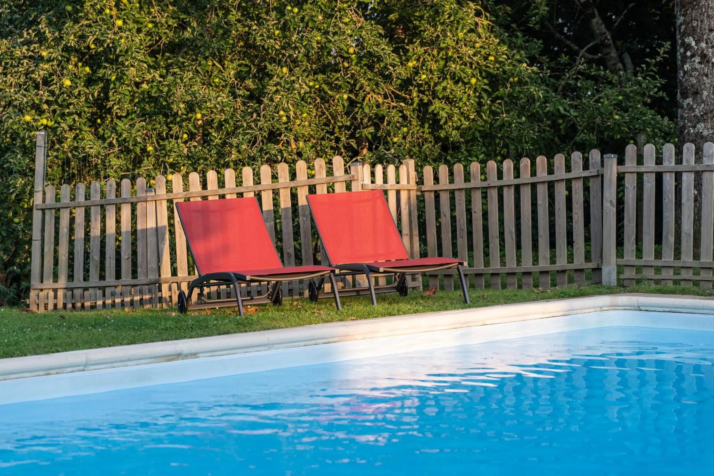 Pool view in Le Clos de La Rousselière B and B