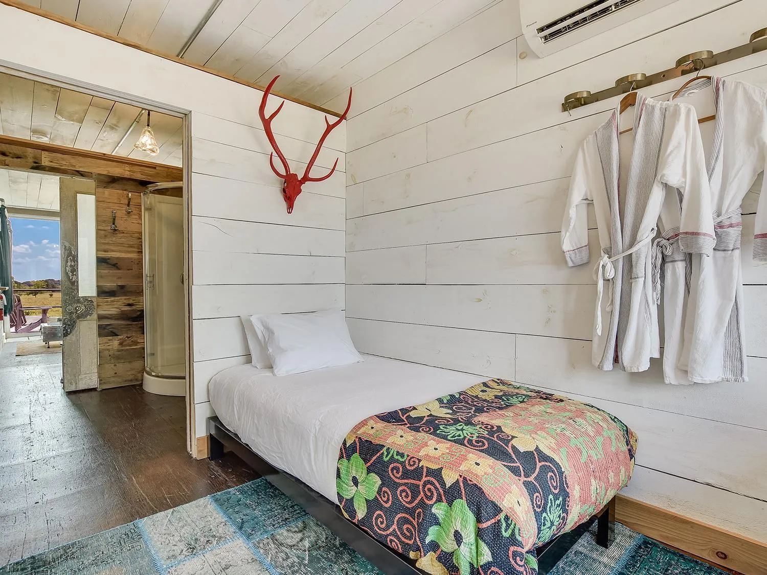 Bedroom, Bed in FlopHouze Shipping Container Hotel