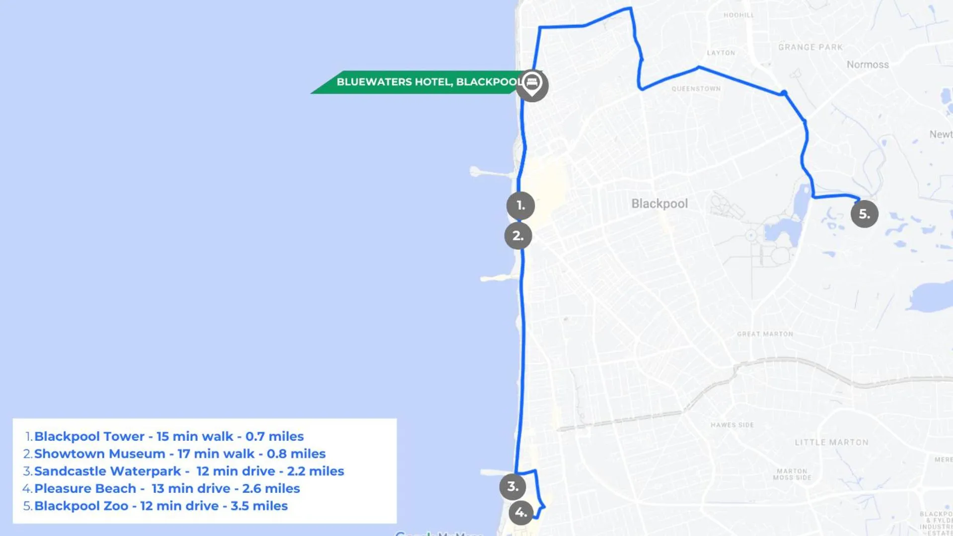 Location in Bluewaters Hotel Blackpool