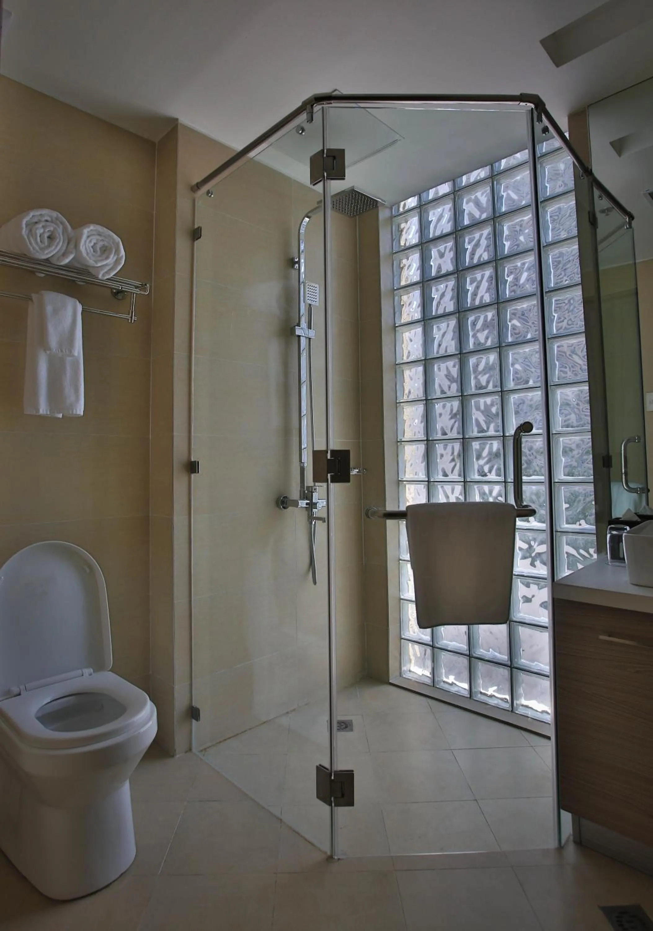 Shower in Valero Grand Suites by Swiss-Belhotel