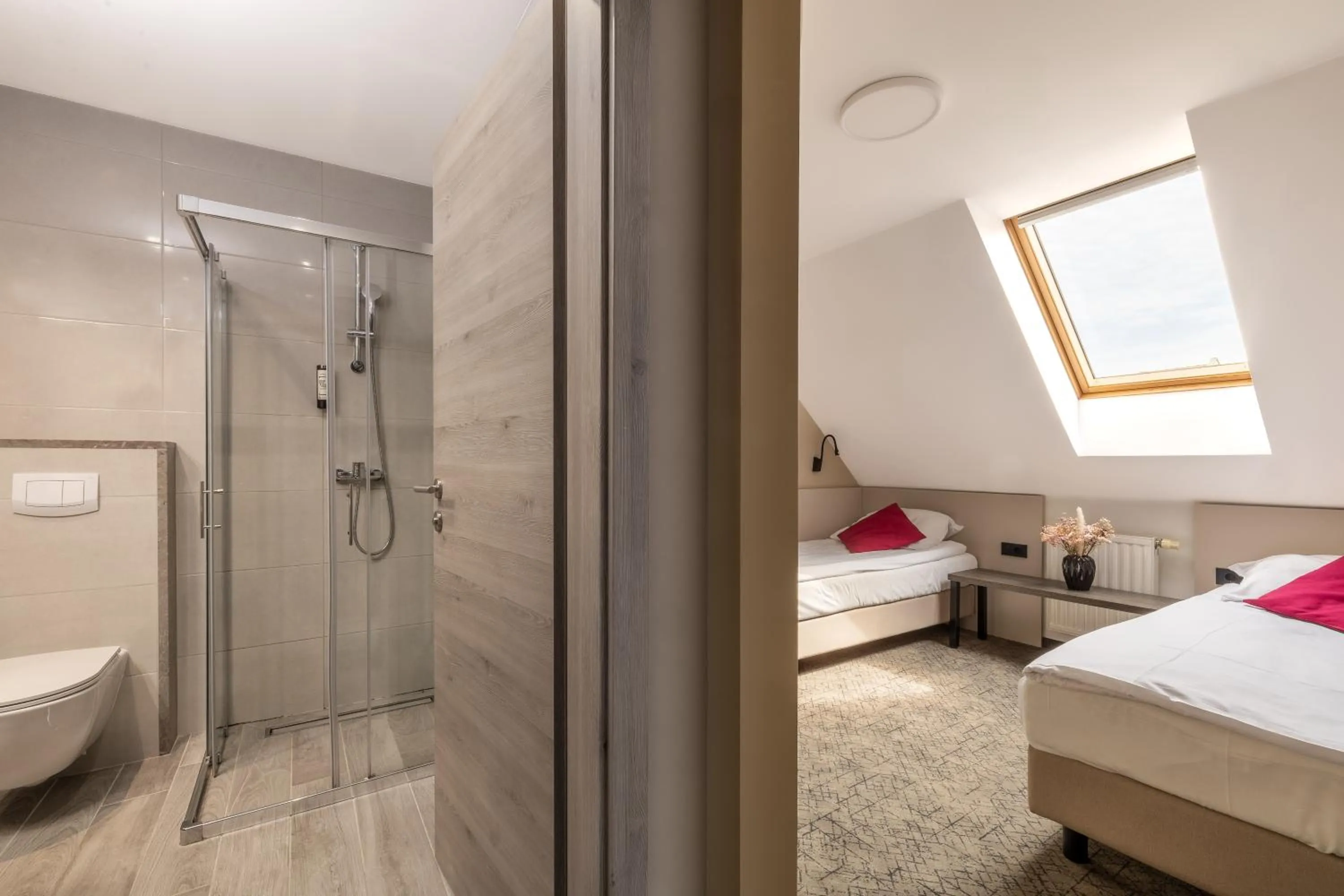 Bathroom, Bed in Hotel Center Novo Mesto