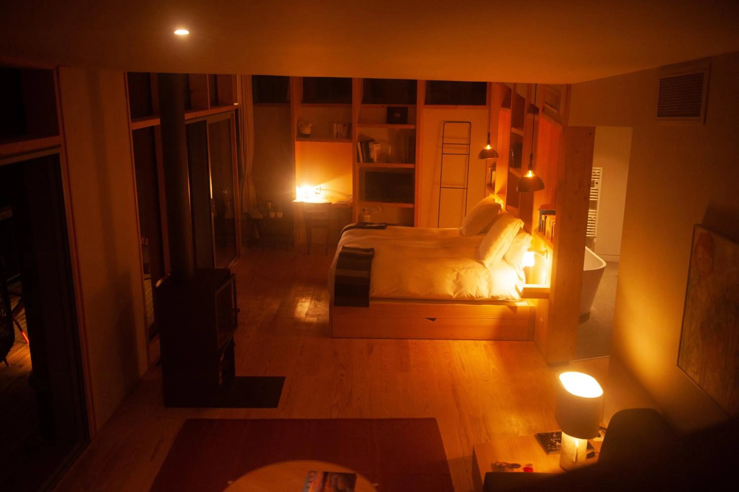 Bed in Les Échasses Golf & Surf Eco Lodge