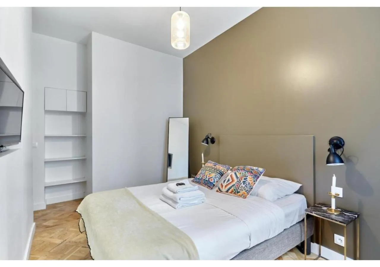 Bedroom, Bed in Apartment Le Marais by Studio prestige