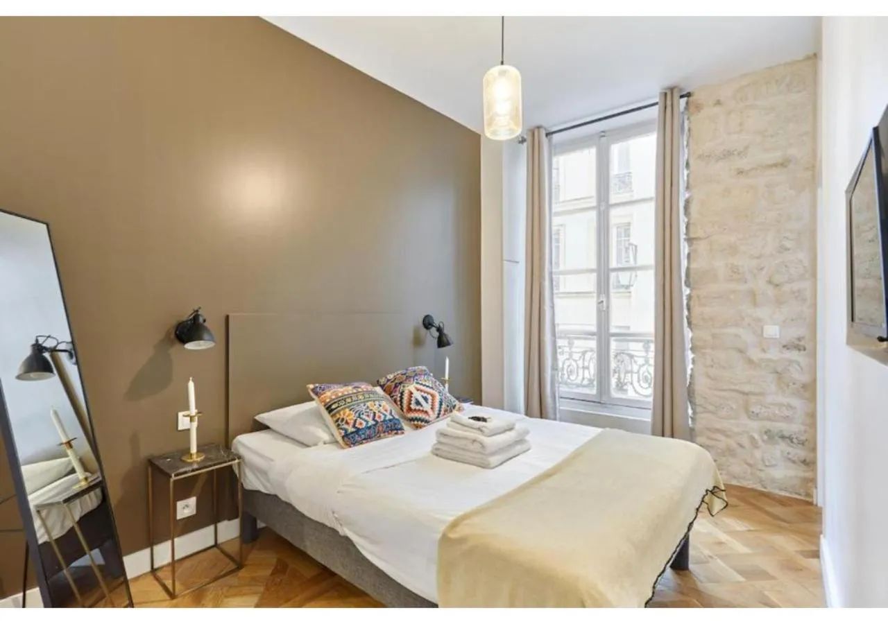 Bedroom, Bed in Apartment Le Marais by Studio prestige