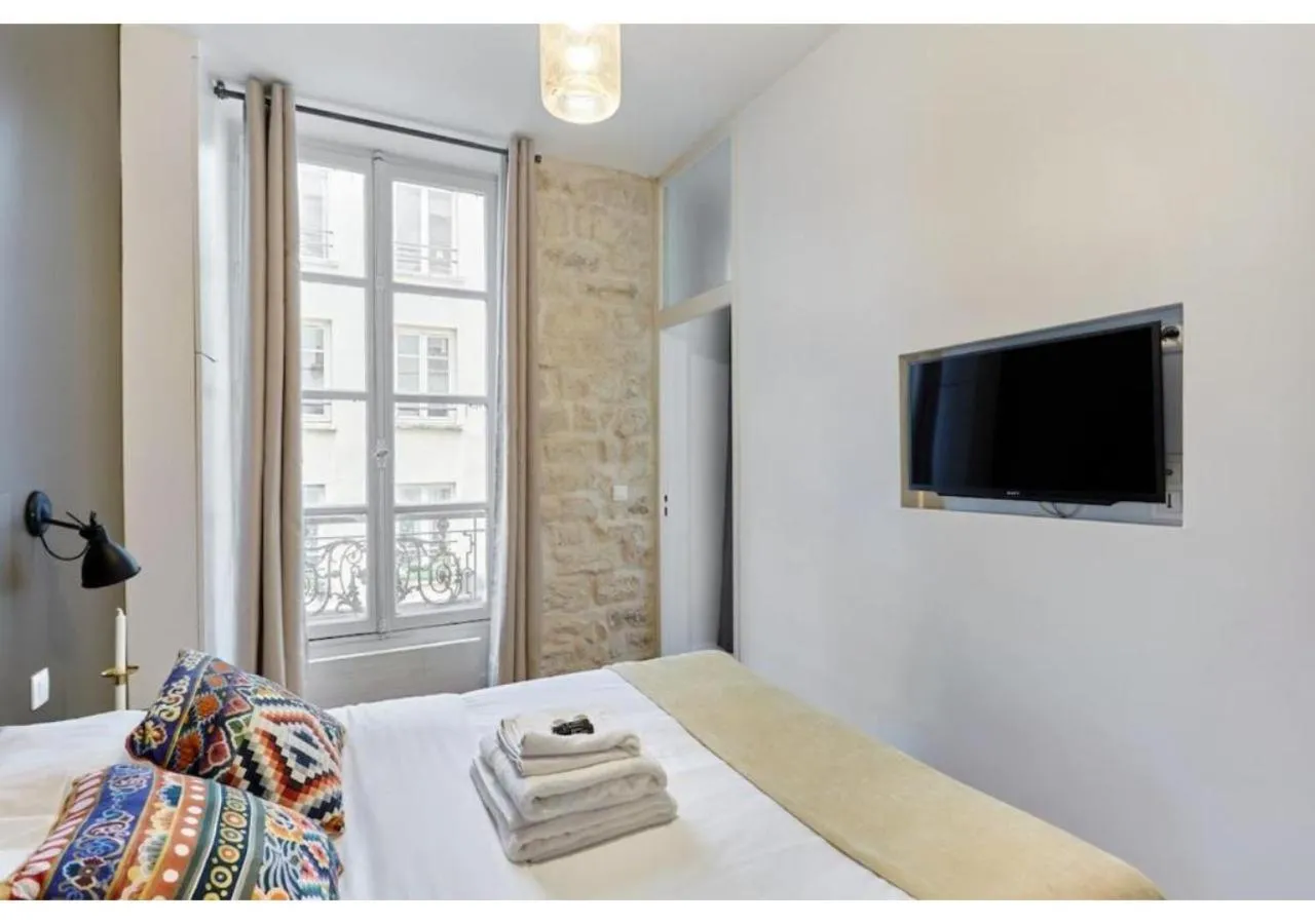 Bedroom, Bed in Apartment Le Marais by Studio prestige