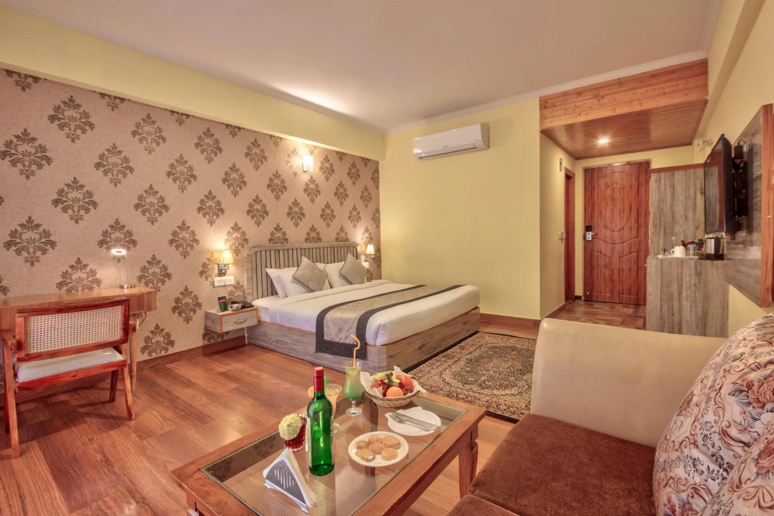 Bed in Snow Flakes Resort And Spa Centrally Heated Luxury Resort