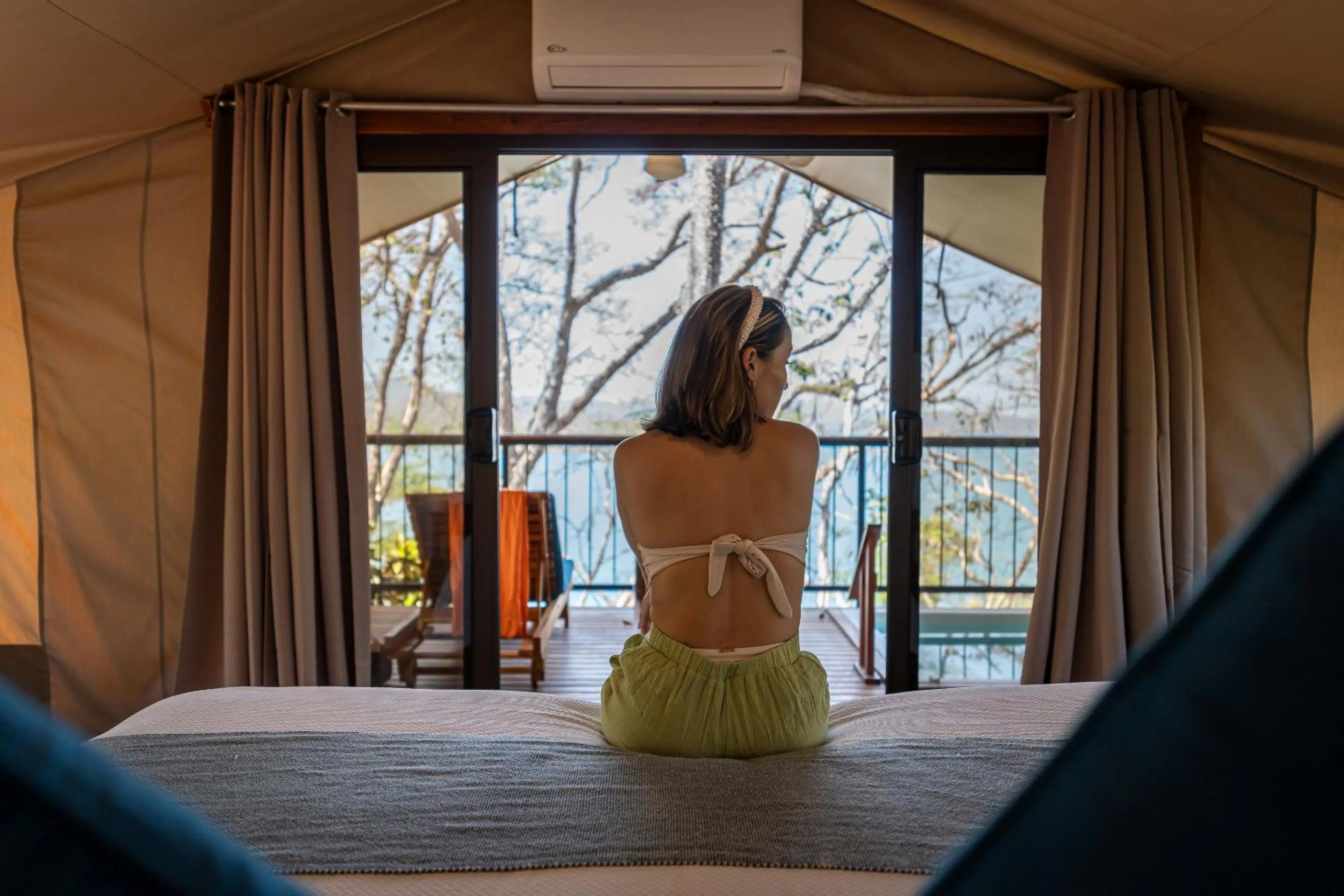 People, Bed in Isla Chiquita Glamping Hotel