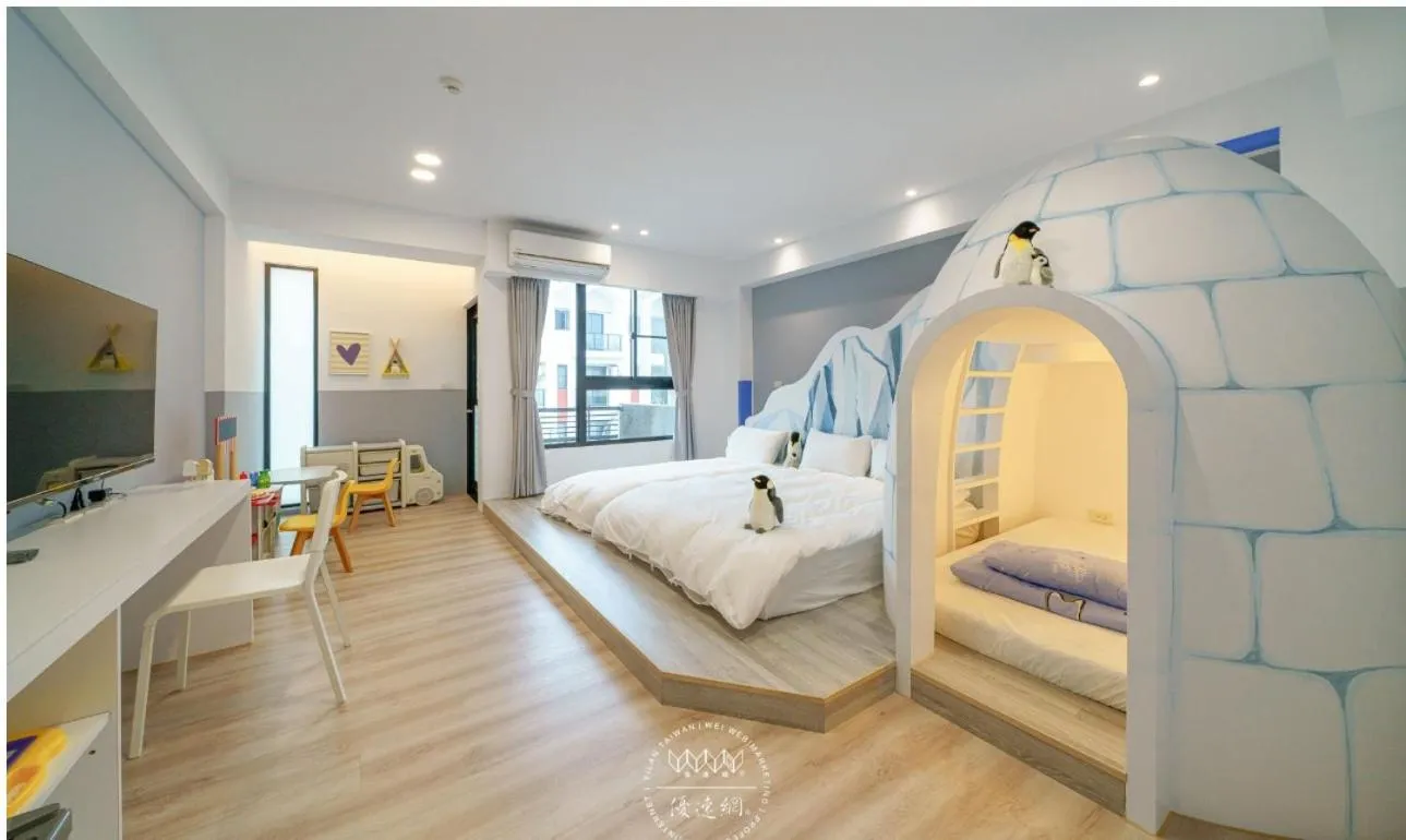 Bed in 胖蝸牛親子民宿