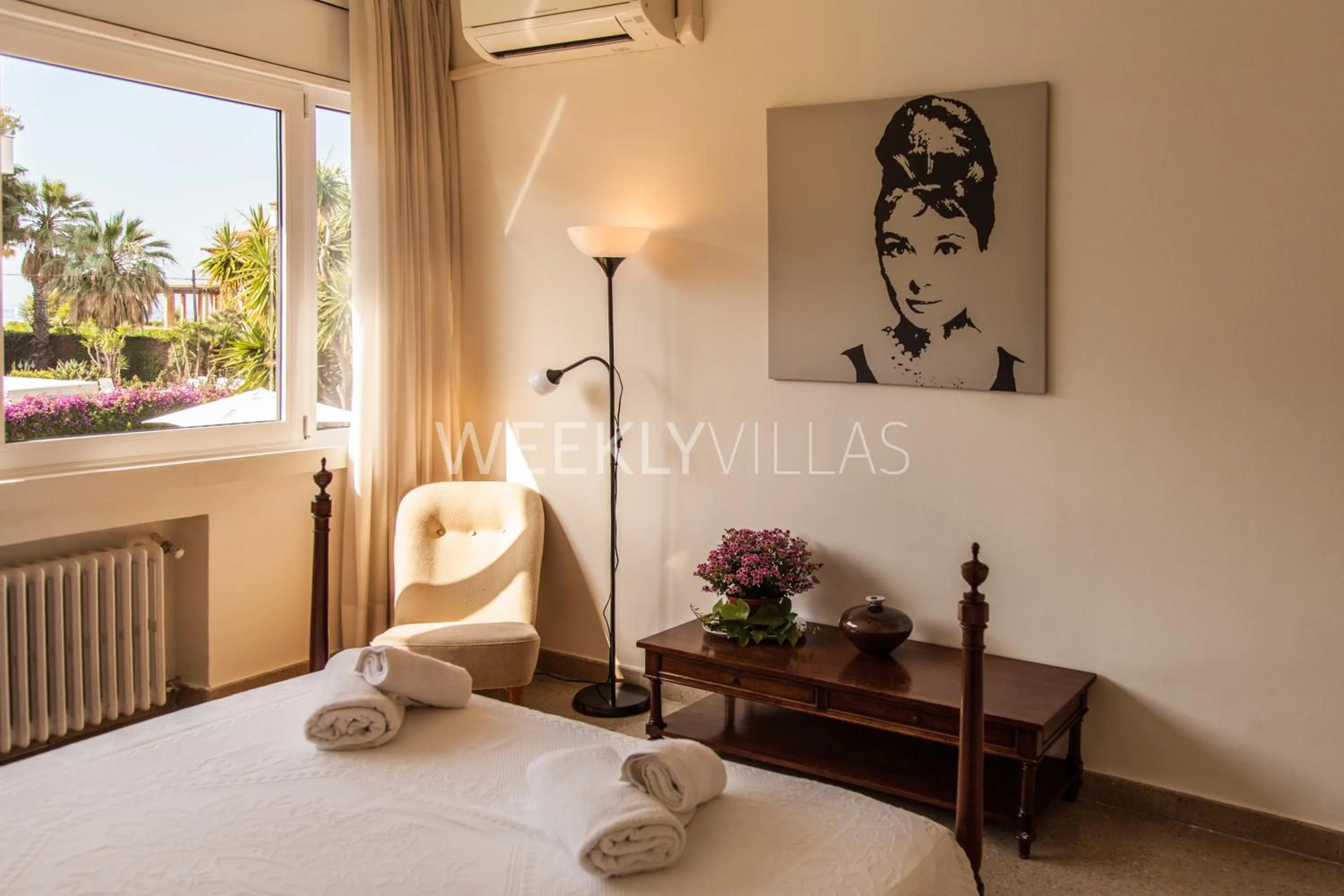 Bedroom, Bed in Villa Sitges Tupinetti Beach at 1 min walk Amaizing Garden and View Center Sitges 5 minutes walk NO NEED CAR