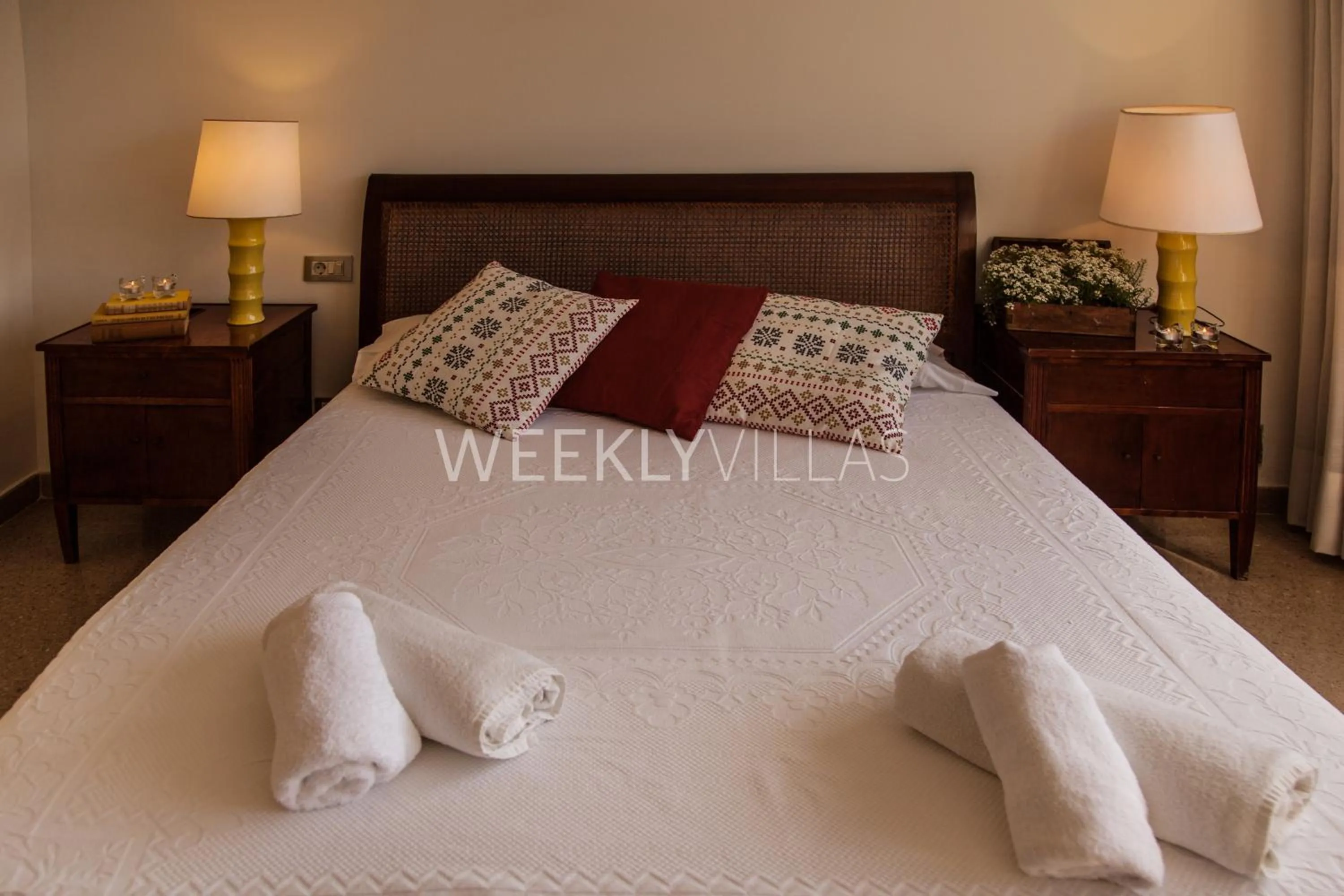 Bedroom, Bed in Villa Sitges Tupinetti Beach at 1 min walk Amaizing Garden and View Center Sitges 5 minutes walk NO NEED CAR