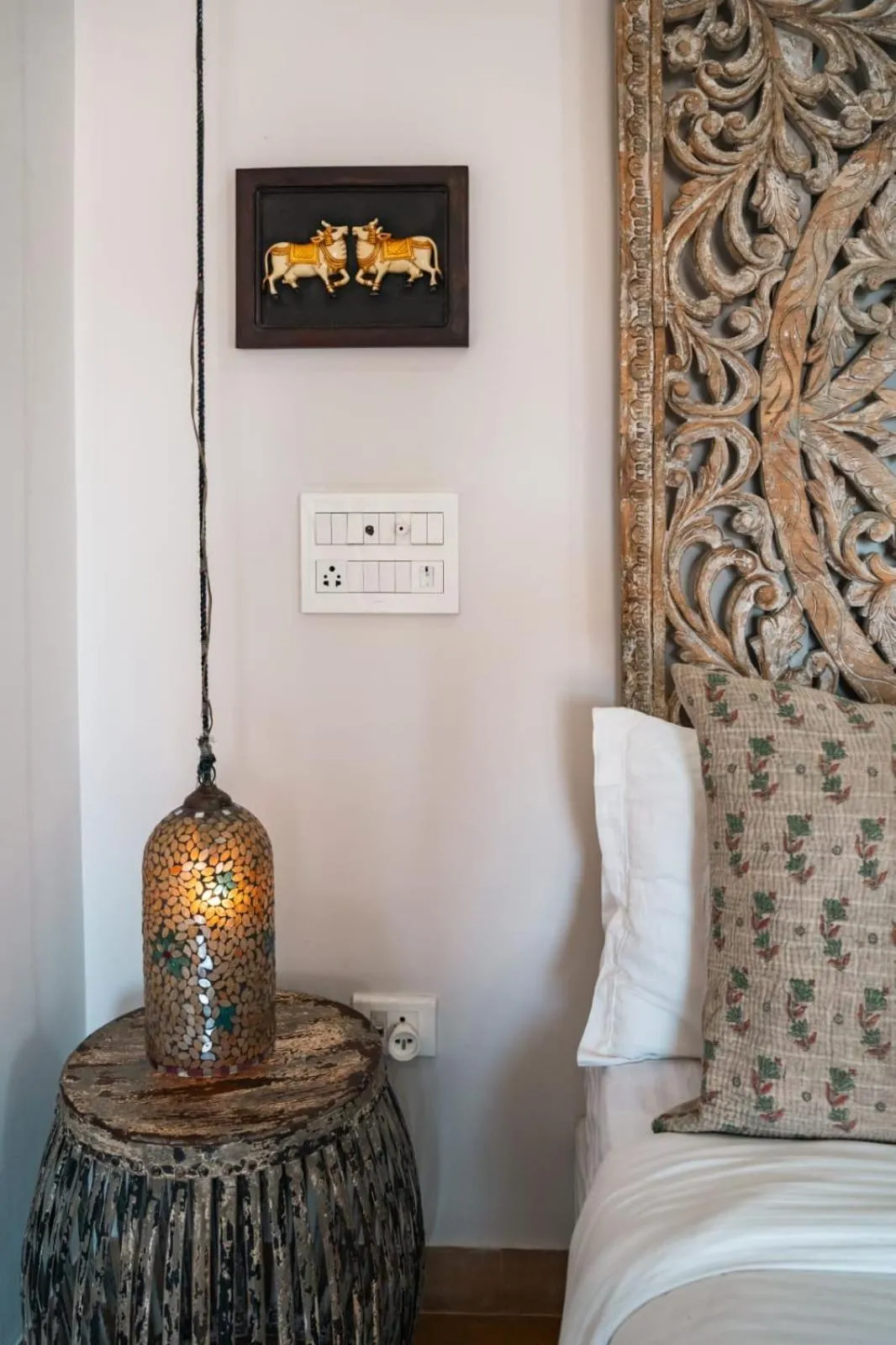 Decorative detail, Bed in The Secret House - Adults Only Jaisalmer India