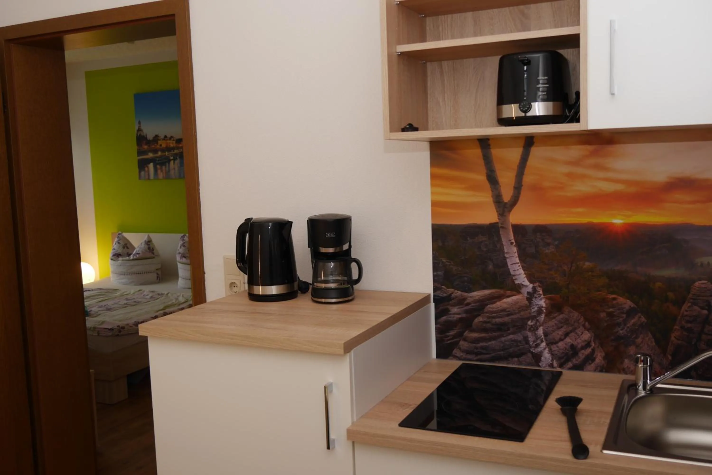 Kitchen or kitchenette in Pension Am Weinberg Sächsische Schweiz