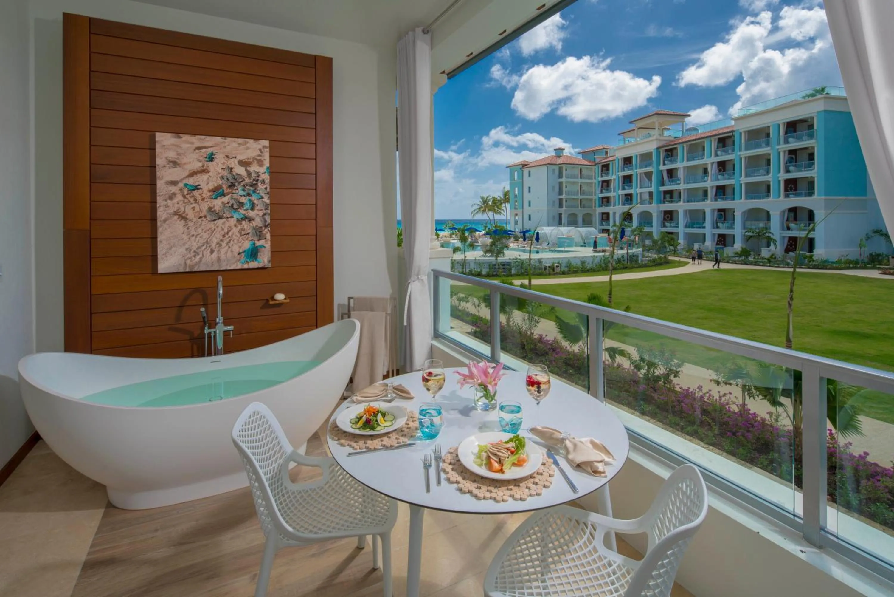 Royal Seaside Oceanview Crystal Lagoon Club Level Barbados Suite w/ Patio Tranquility Soaking Tub in Sandals Royal Barbados All Inclusive - Couples Only