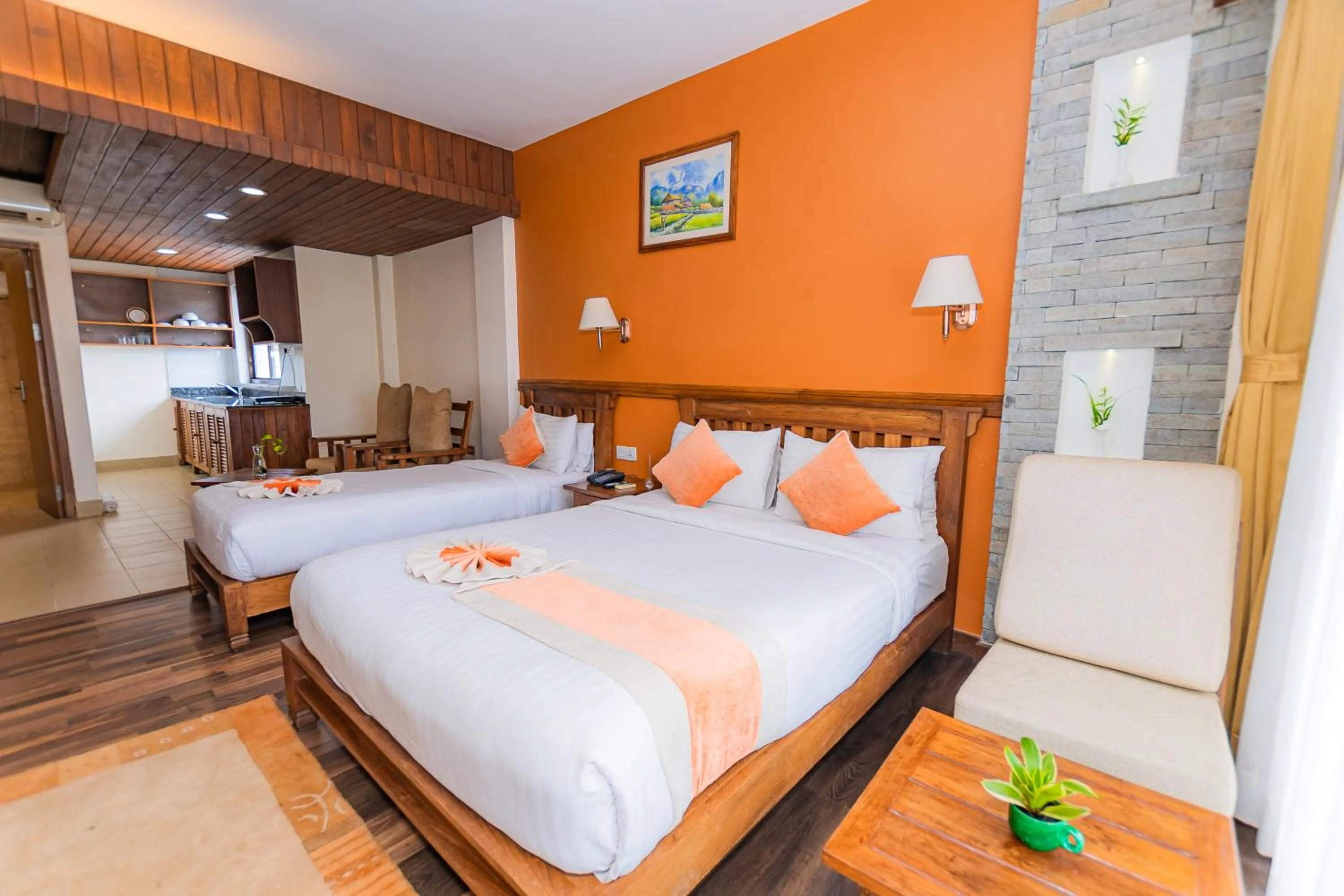 Photo of the whole room, Bed in Pokhara Batika