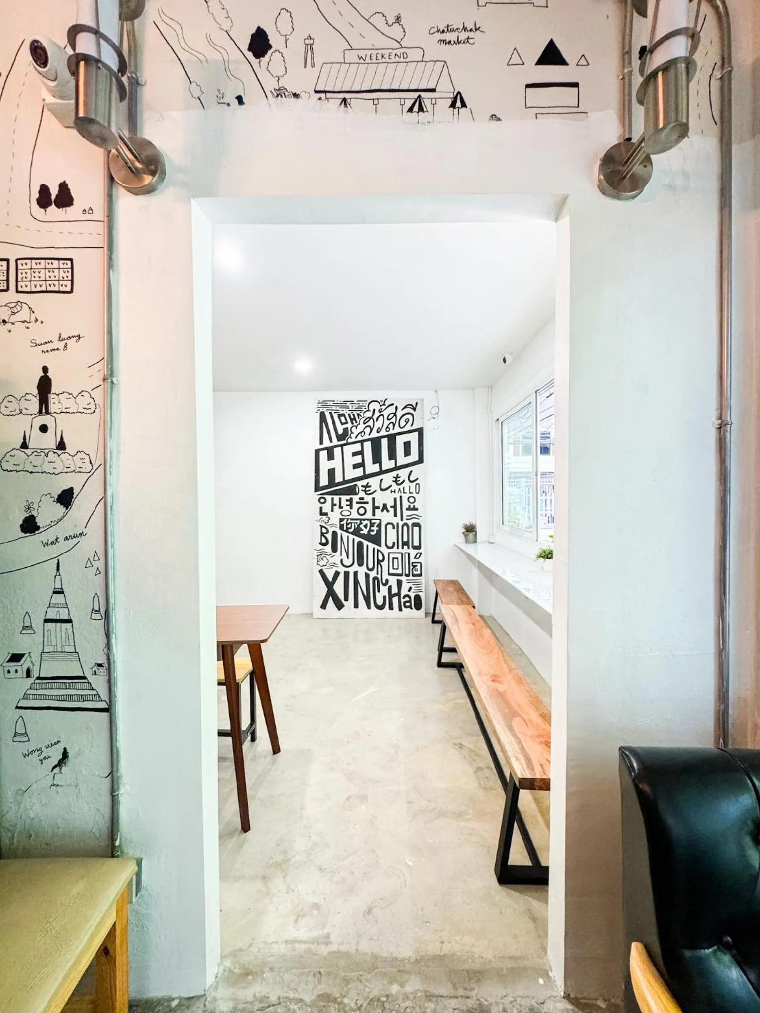 Seating area in Diff Hostel