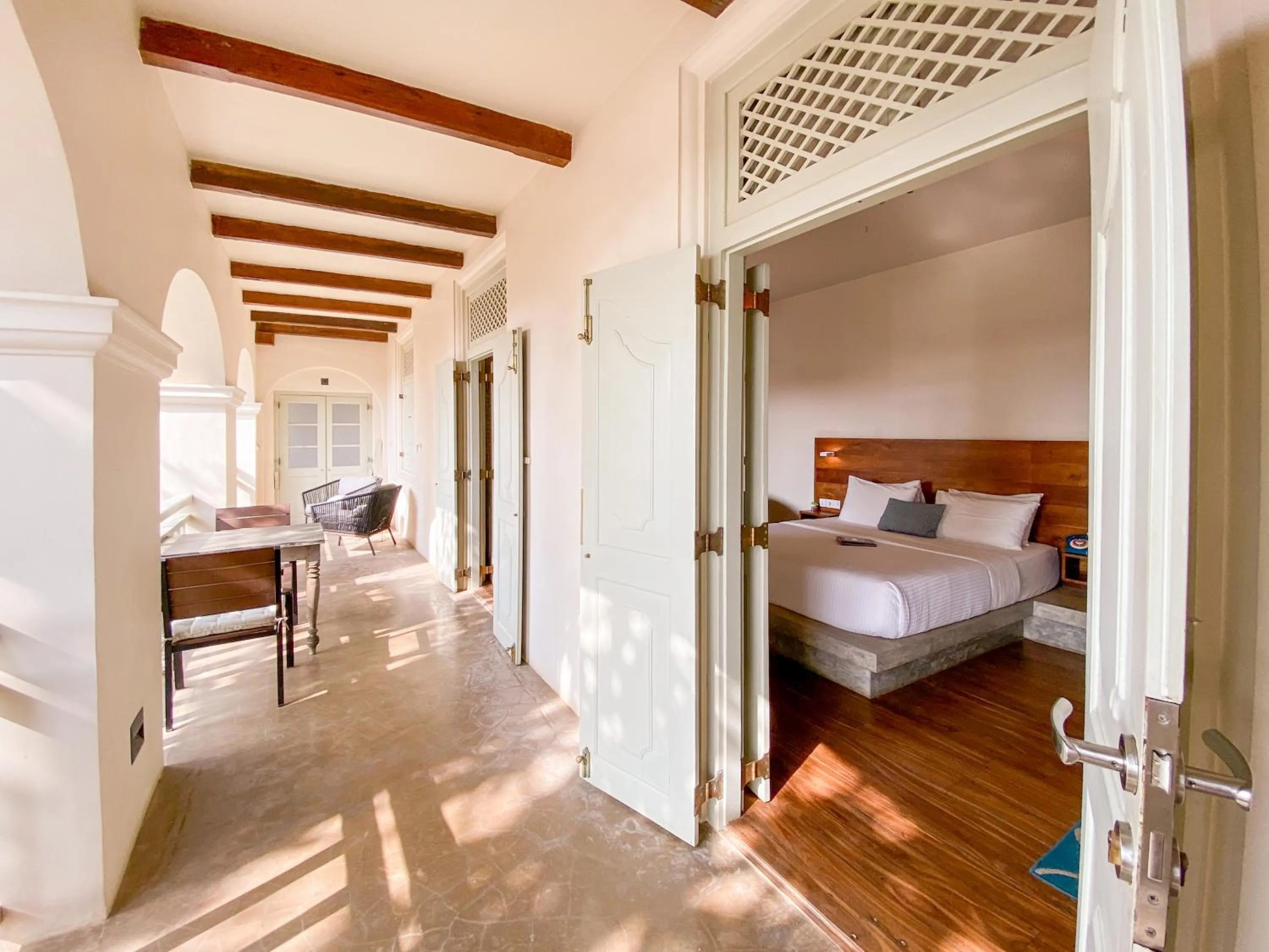 Balcony/Terrace, Bed in The Bartizan Galle Fort