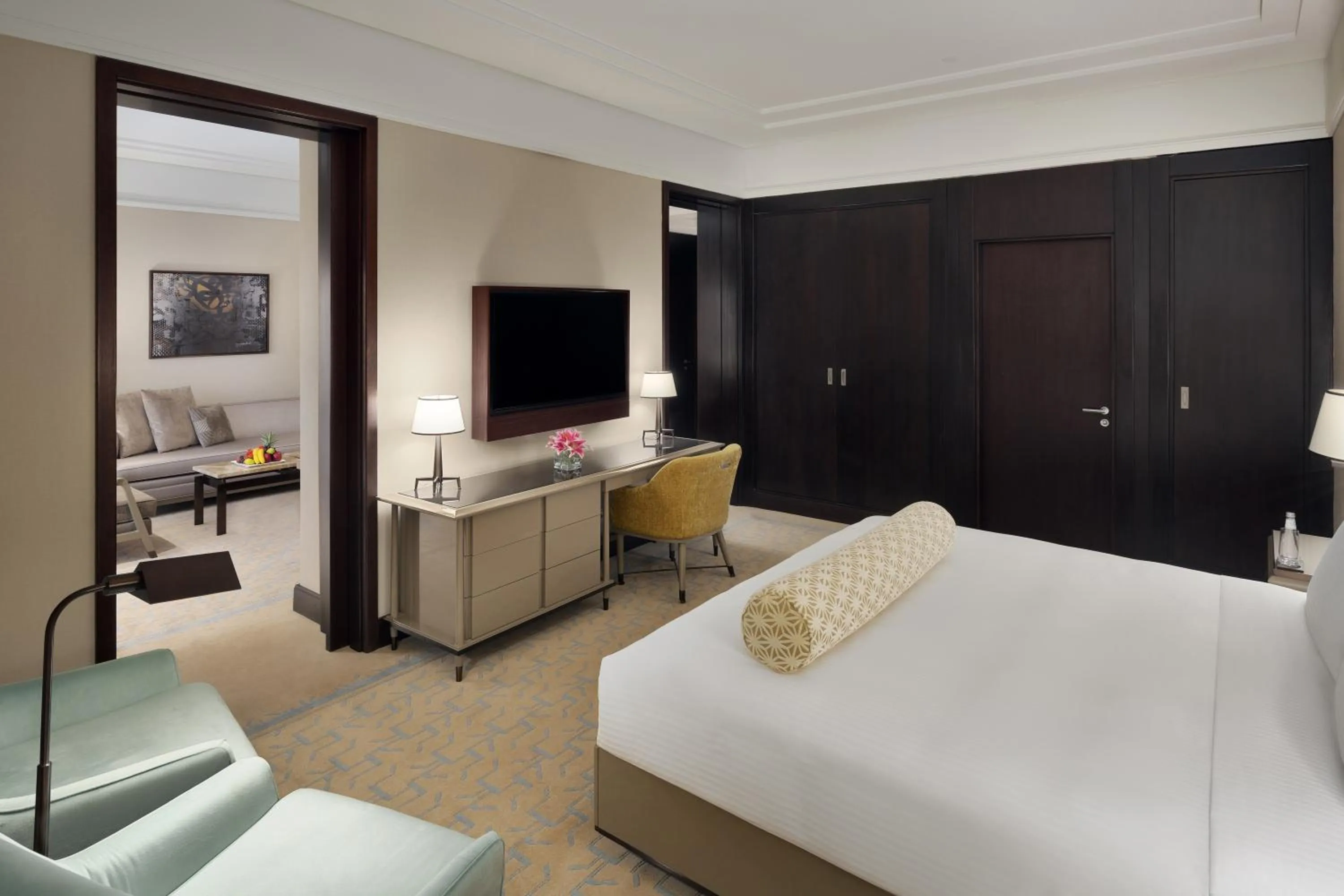 Living room, Bed in The Hotel Galleria Jeddah, Curio Collection by Hilton