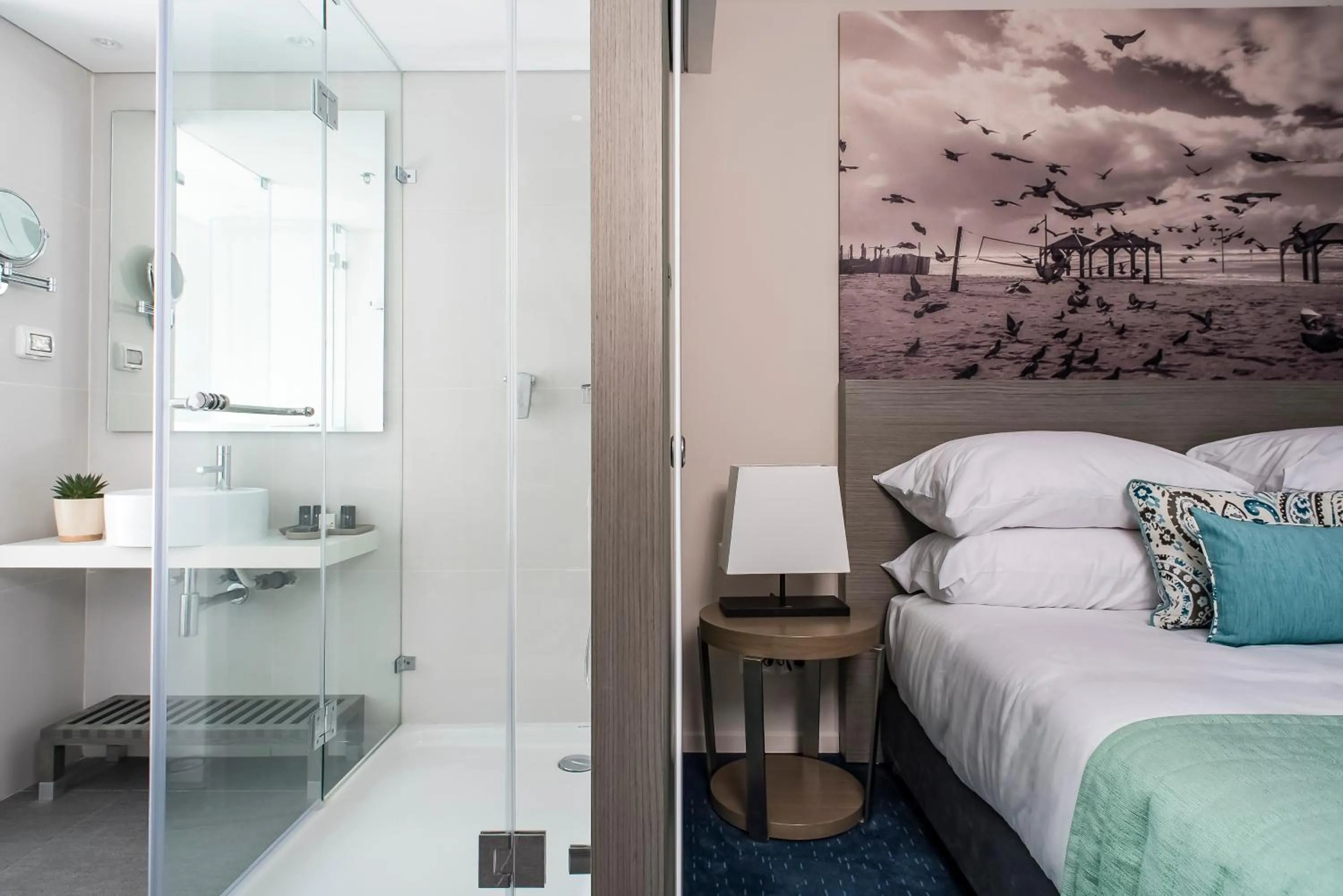 Shower, Bed in Tal By The Beach - An Atlas Boutique Hotel