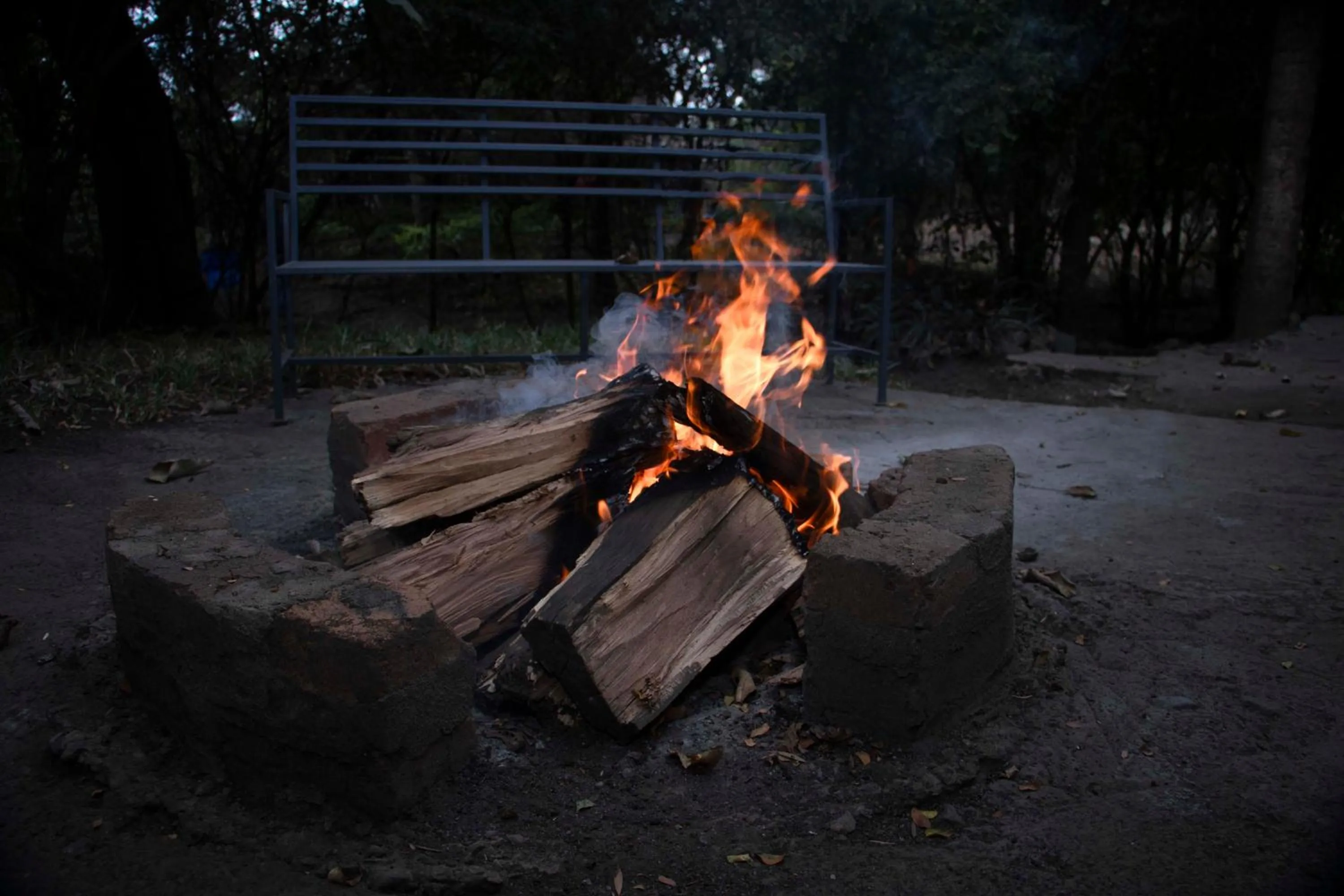 fireplace in Endasawa Tree Lodge