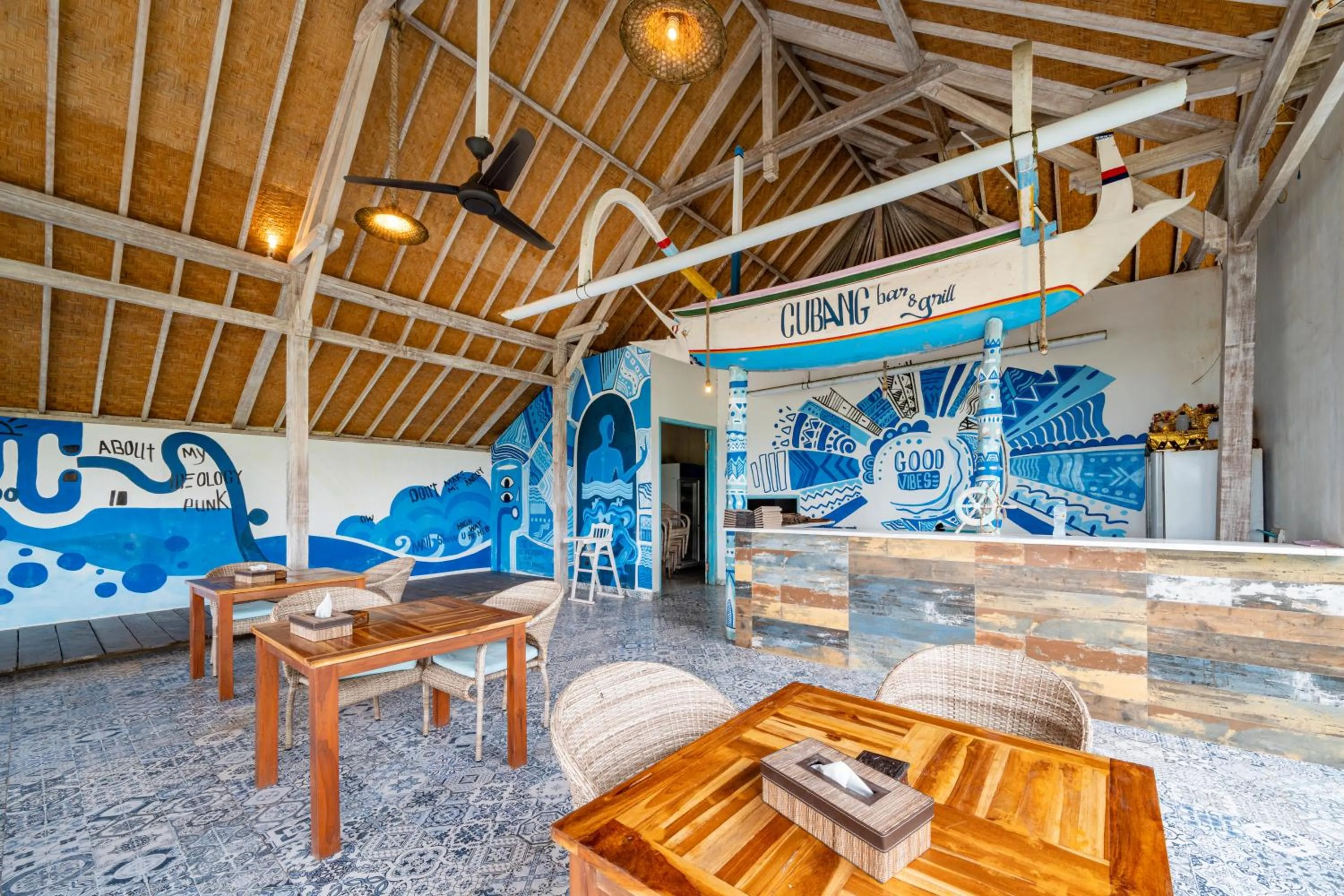 Seating area in The Cubang Hut's Lembongan