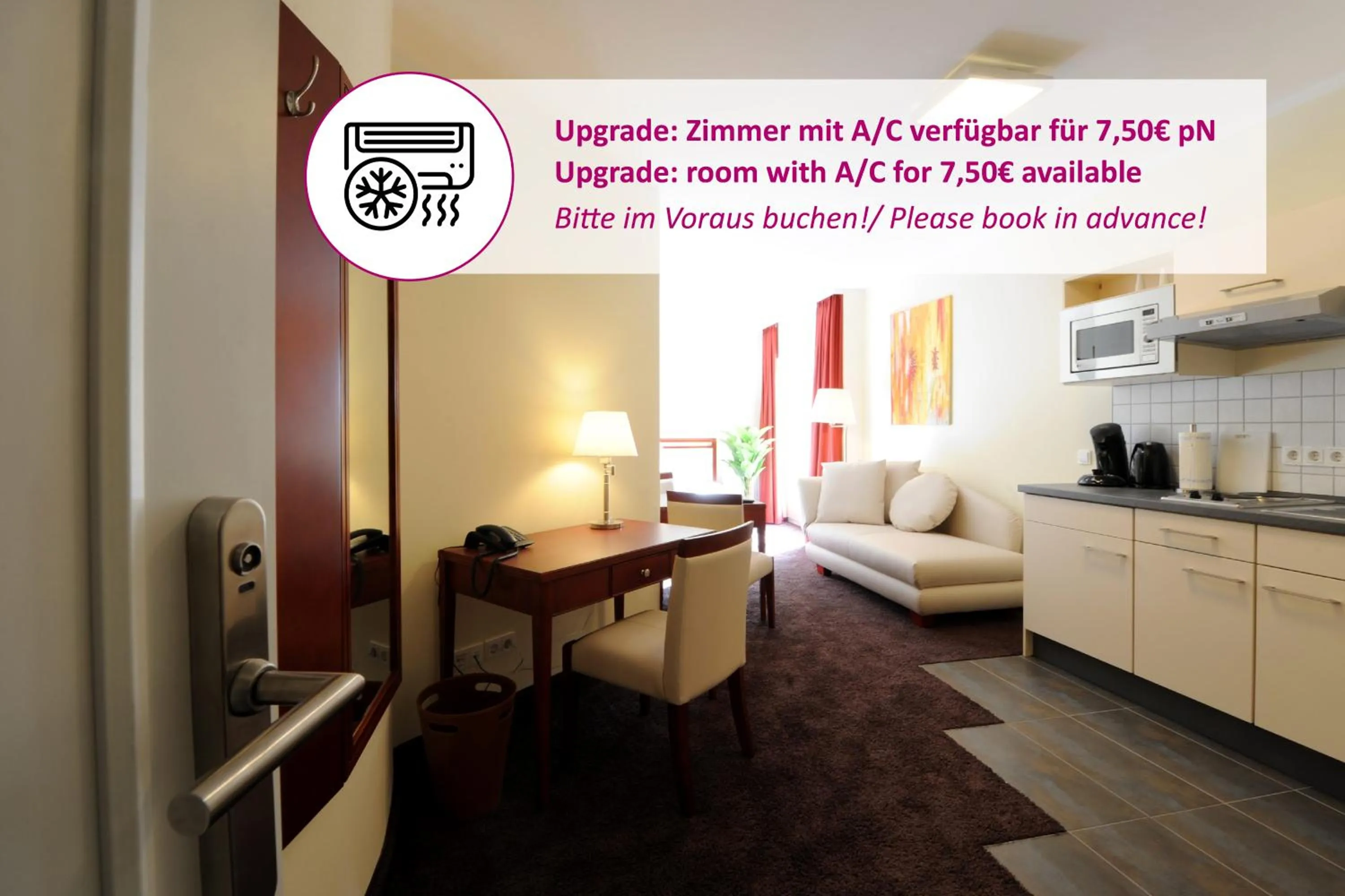 air conditioner, Bed in SchlafGut AppartementHotel