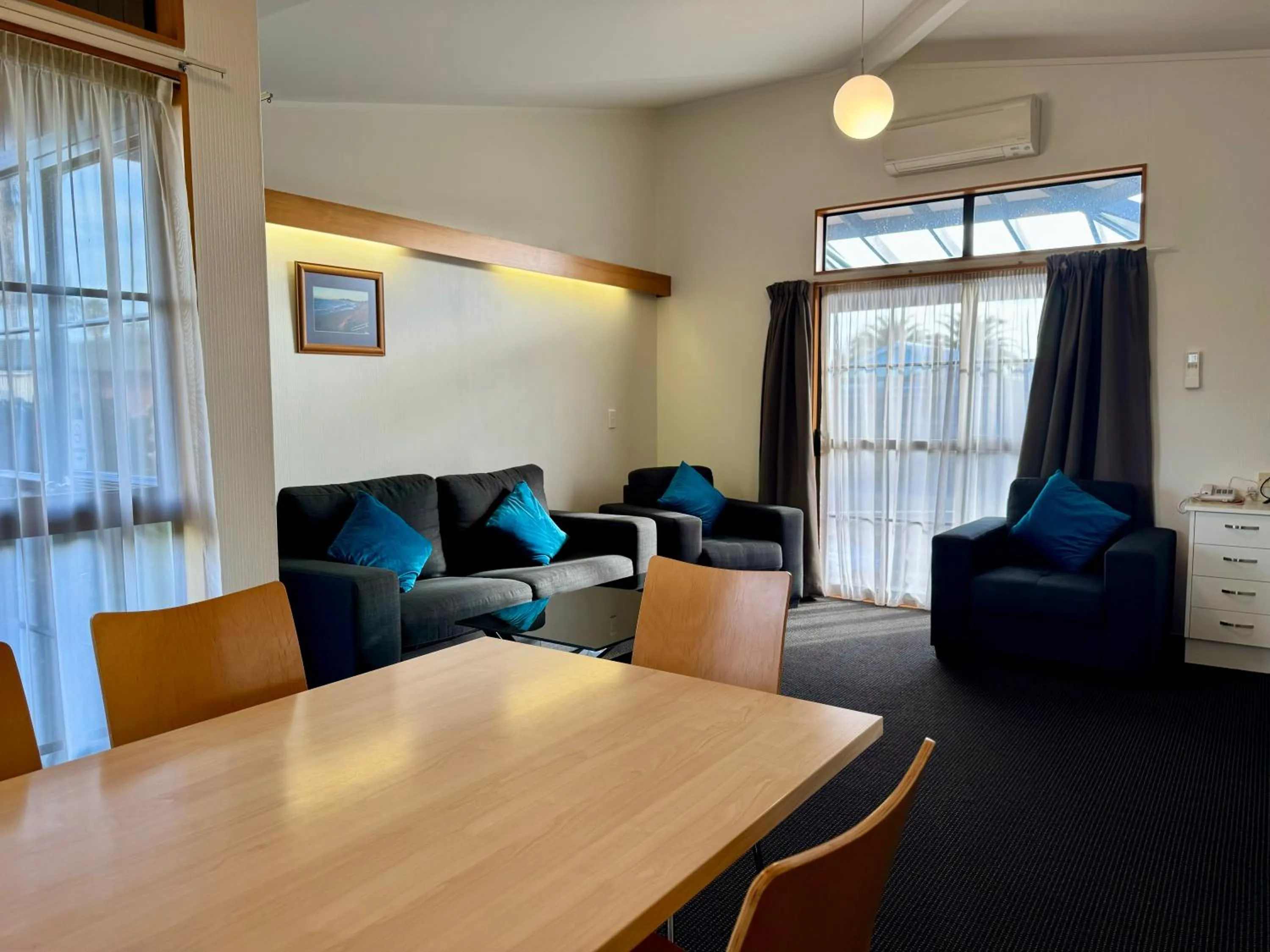 Living room in Teal Motor Lodge