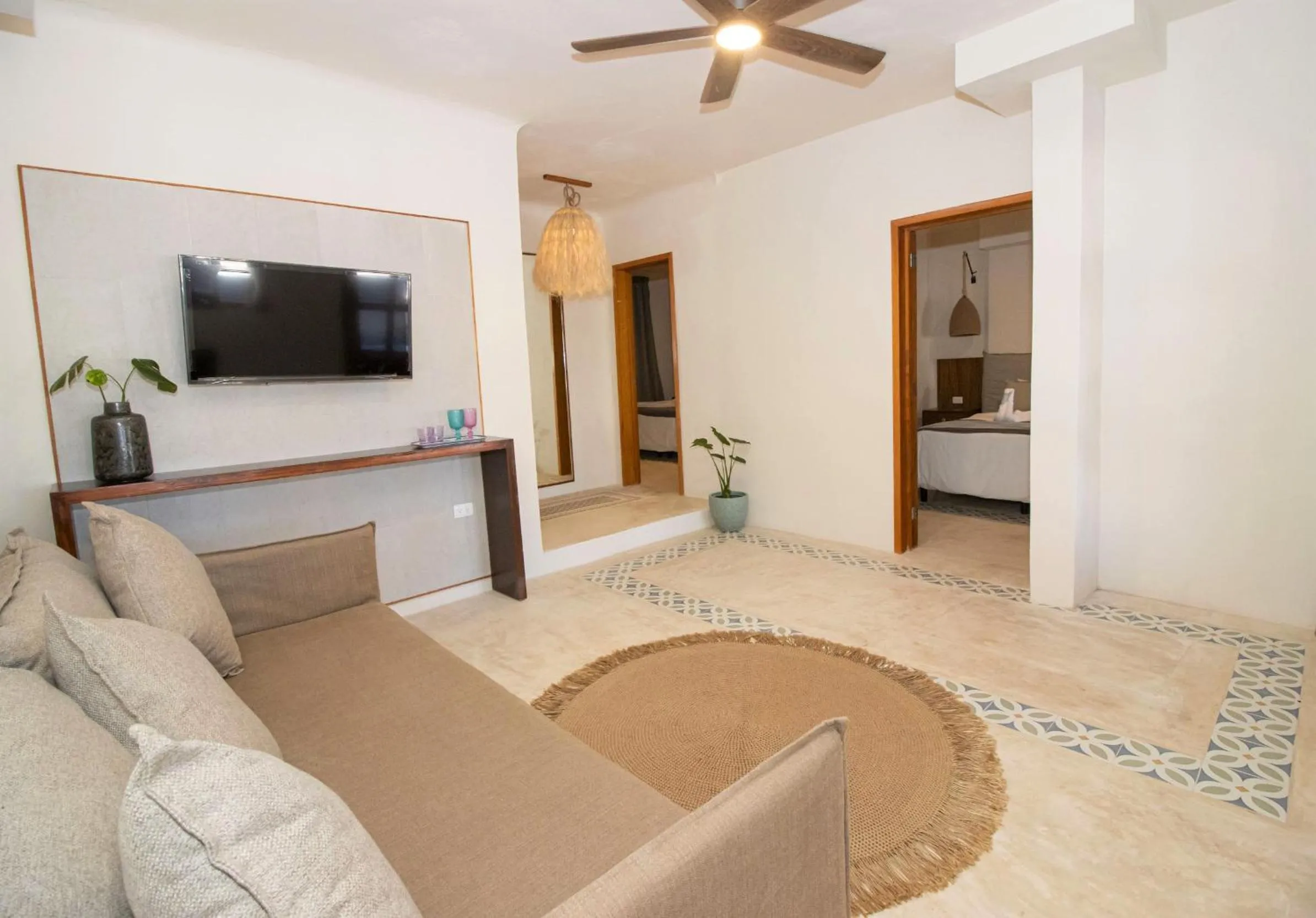 Living room in Amaite Holbox - Oceanfront Hotel