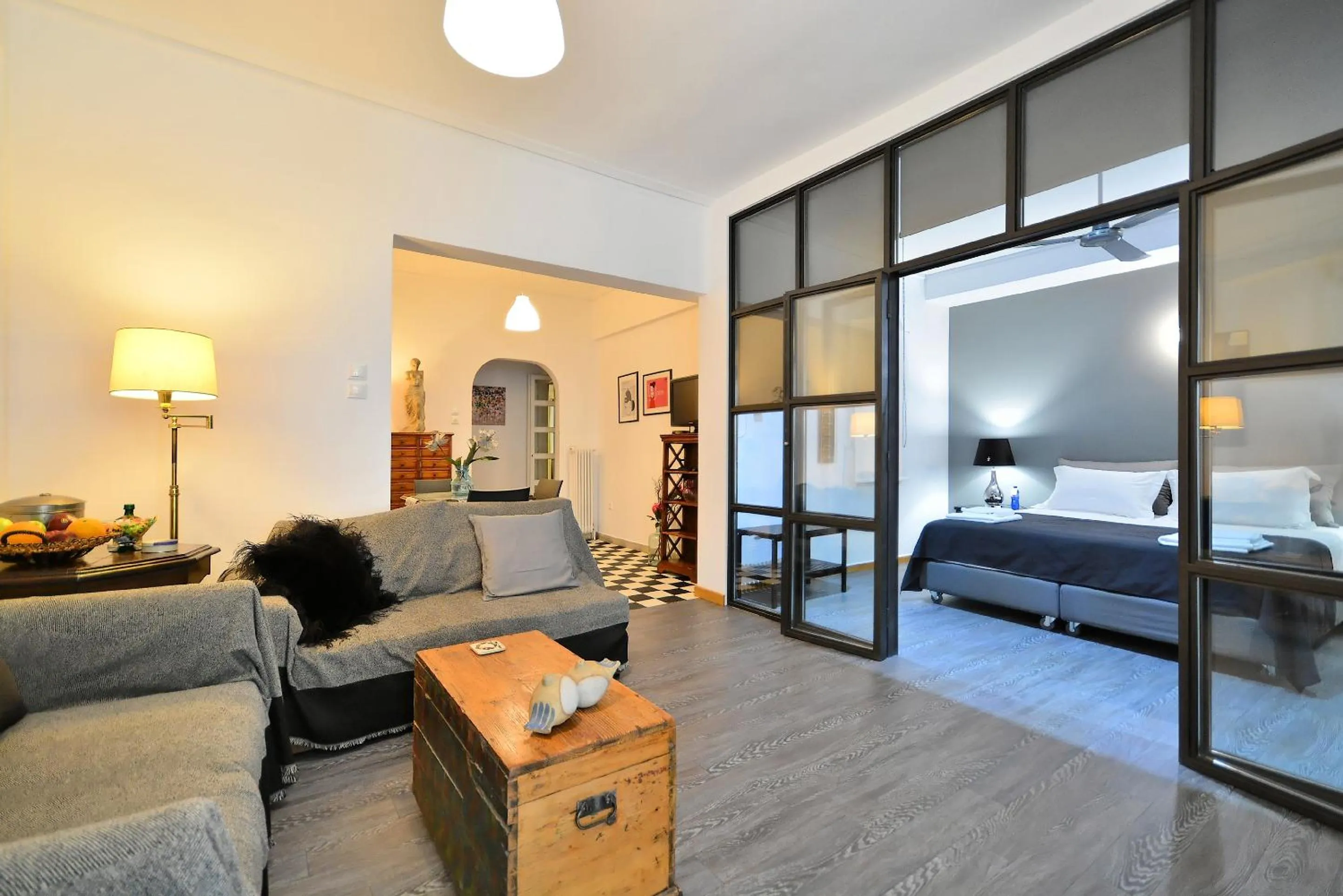 Living room, Bed in Plaka Elegant Apartment