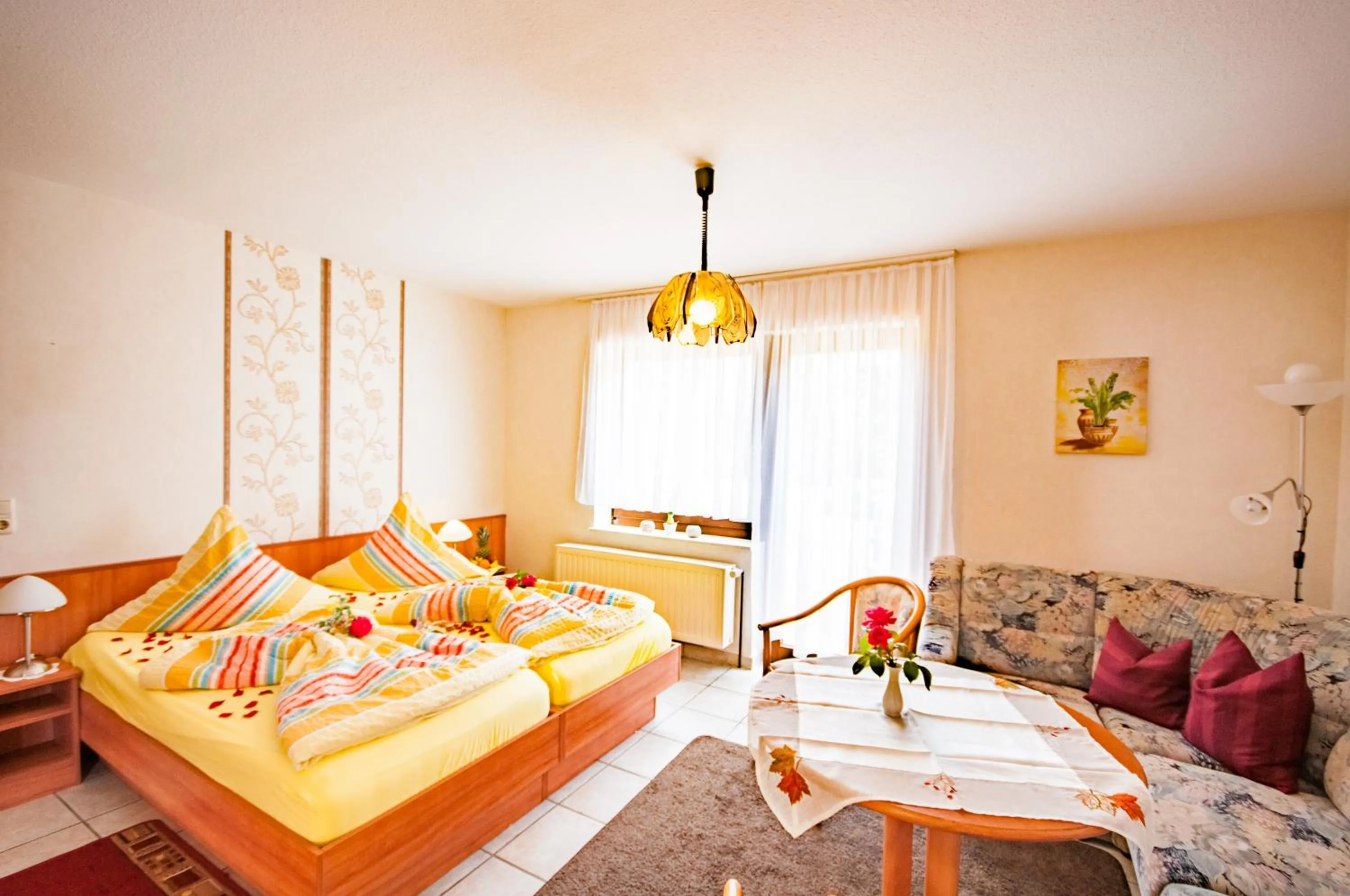 Patio, Bed in Pension Fischerhaus