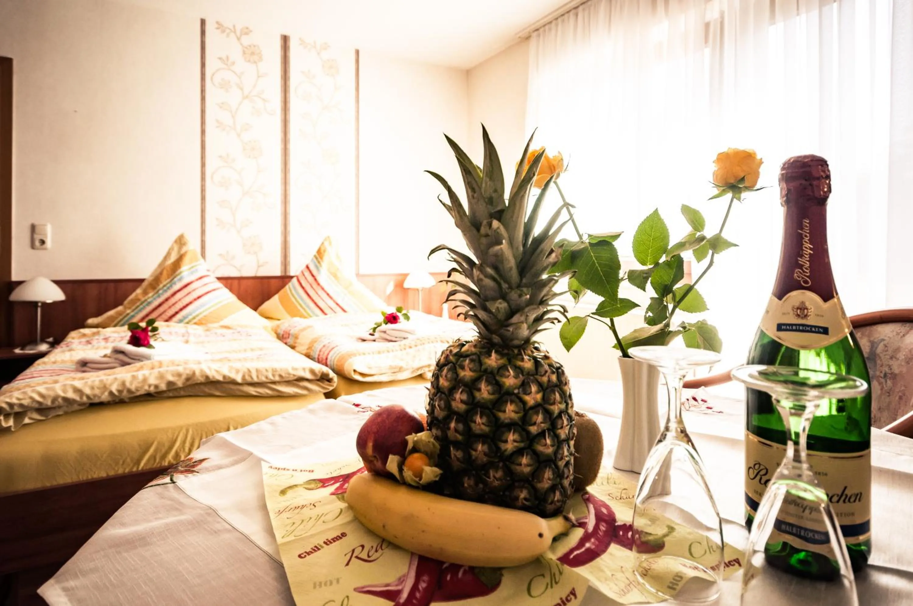 Patio, Bed in Pension Fischerhaus