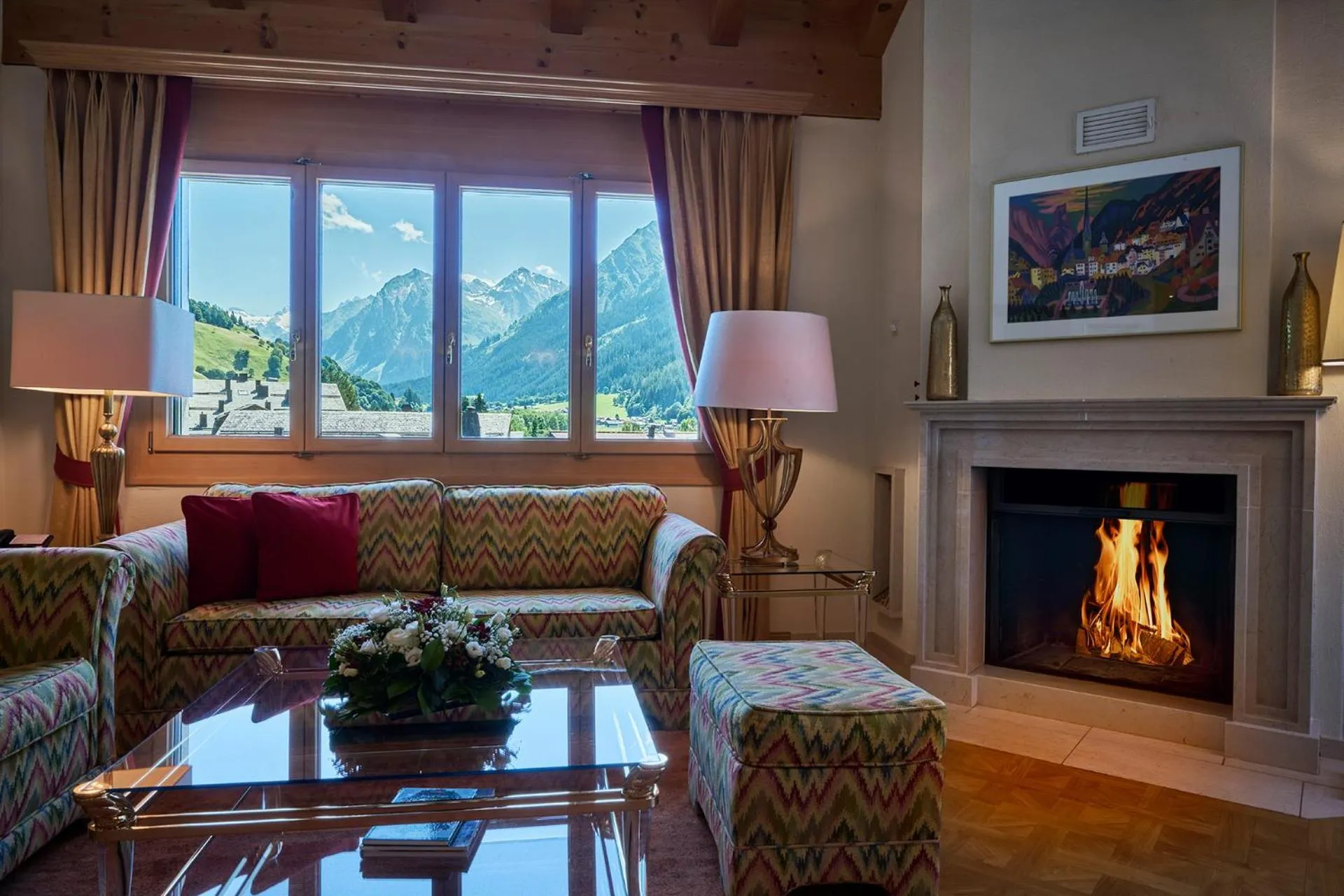 fireplace in Hotel Vereina