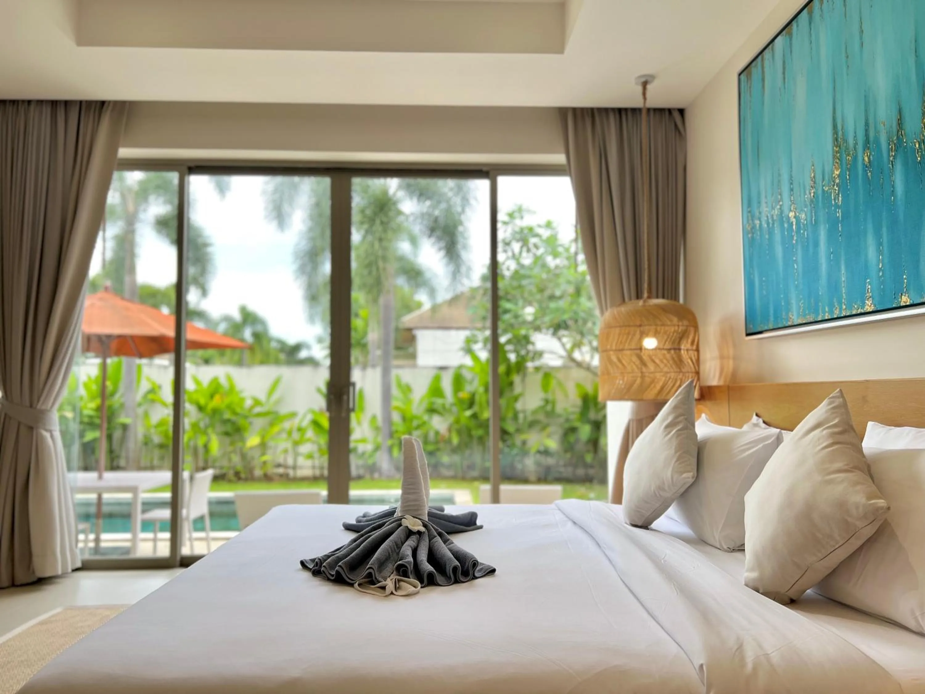 Balcony/Terrace, Bed in Trichada Villas by RESAVA