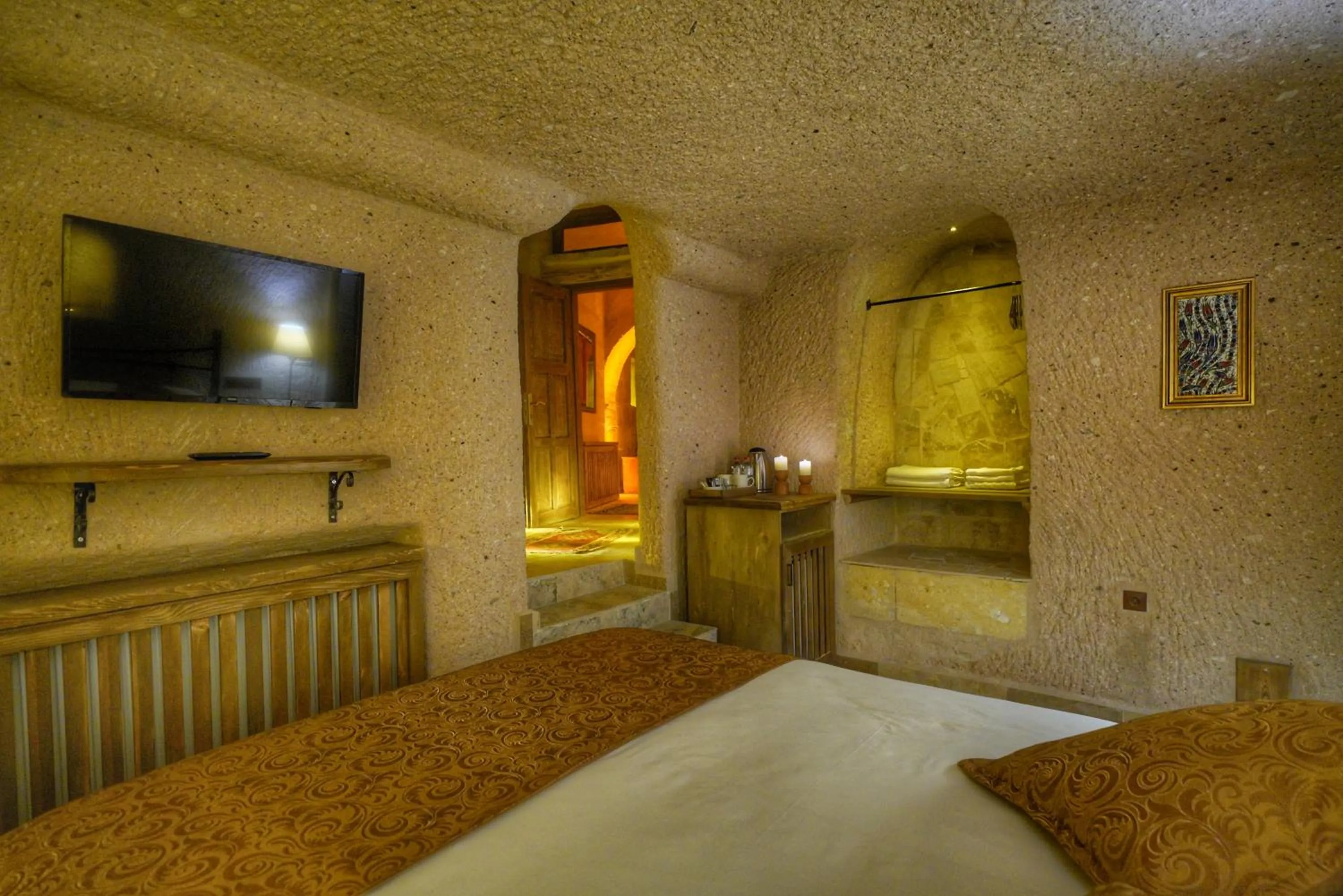 Bed in Takaev Cave House