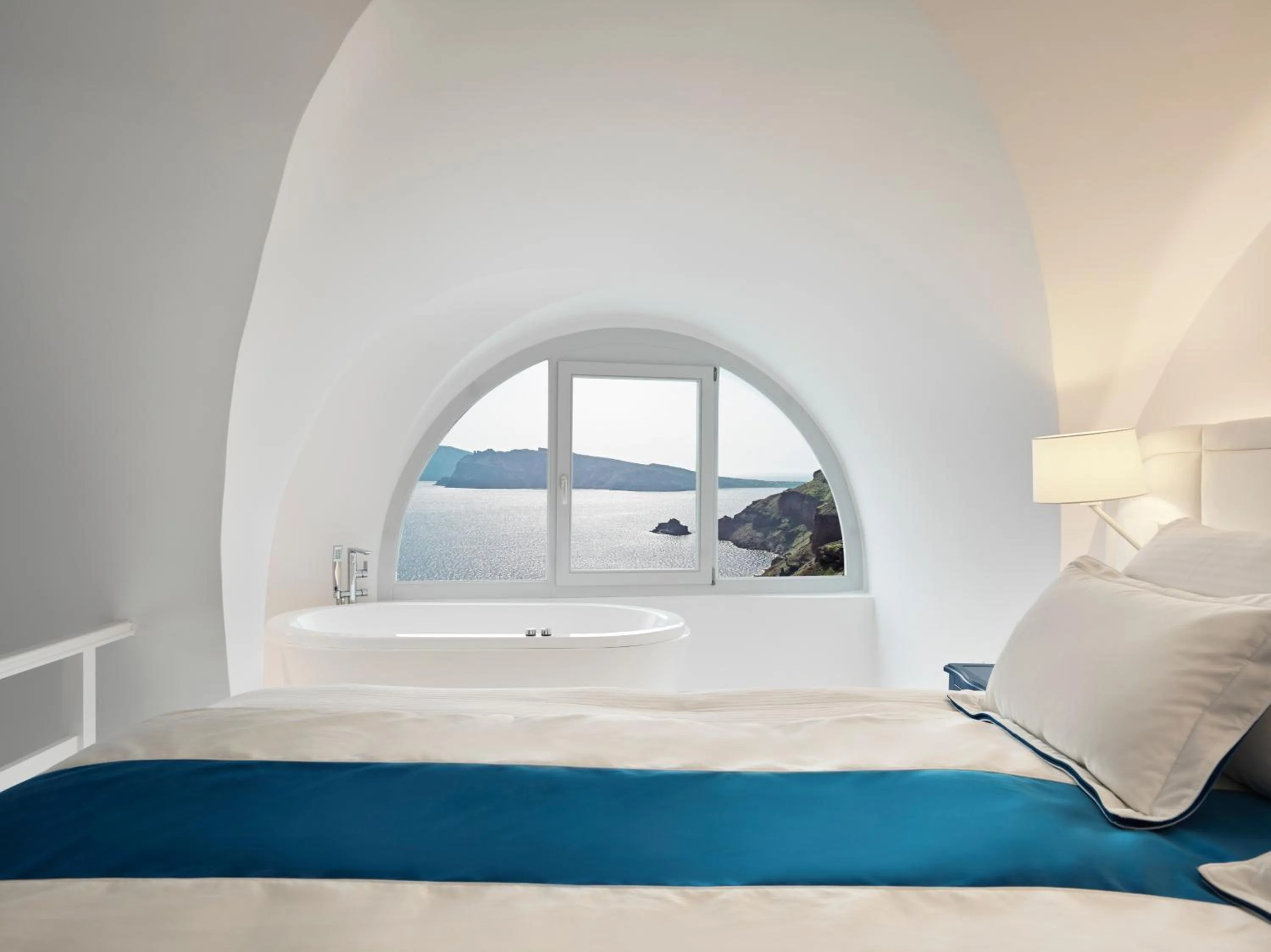 Bed in Katikies Santorini - The Leading Hotels Of The World