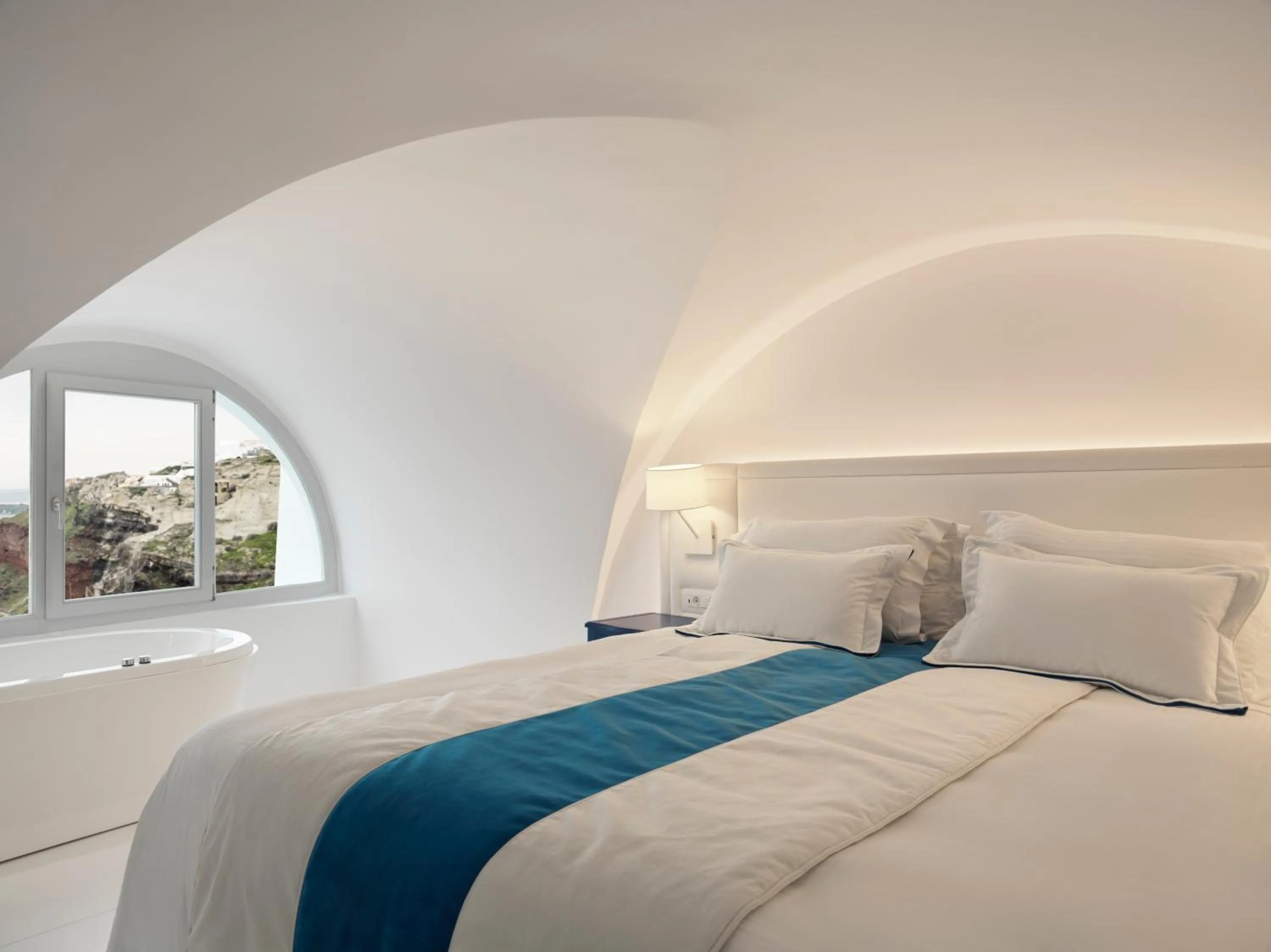 Bed in Katikies Santorini - The Leading Hotels Of The World