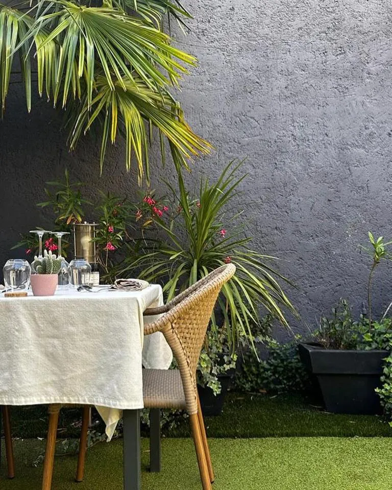 Patio in Logis Hôtel La Fenière