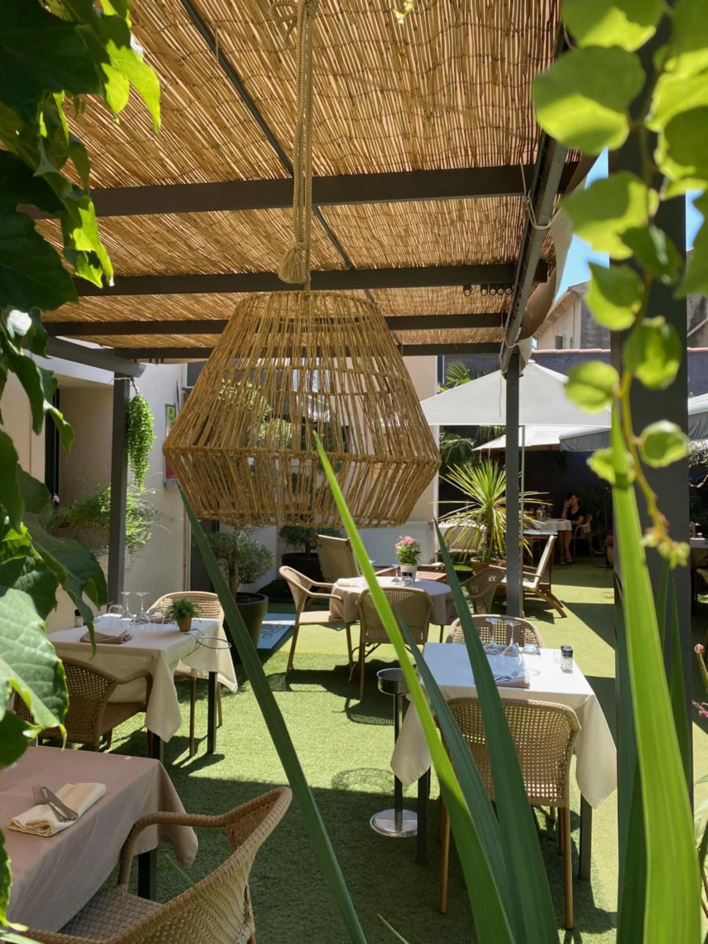 Patio in Logis Hôtel La Fenière