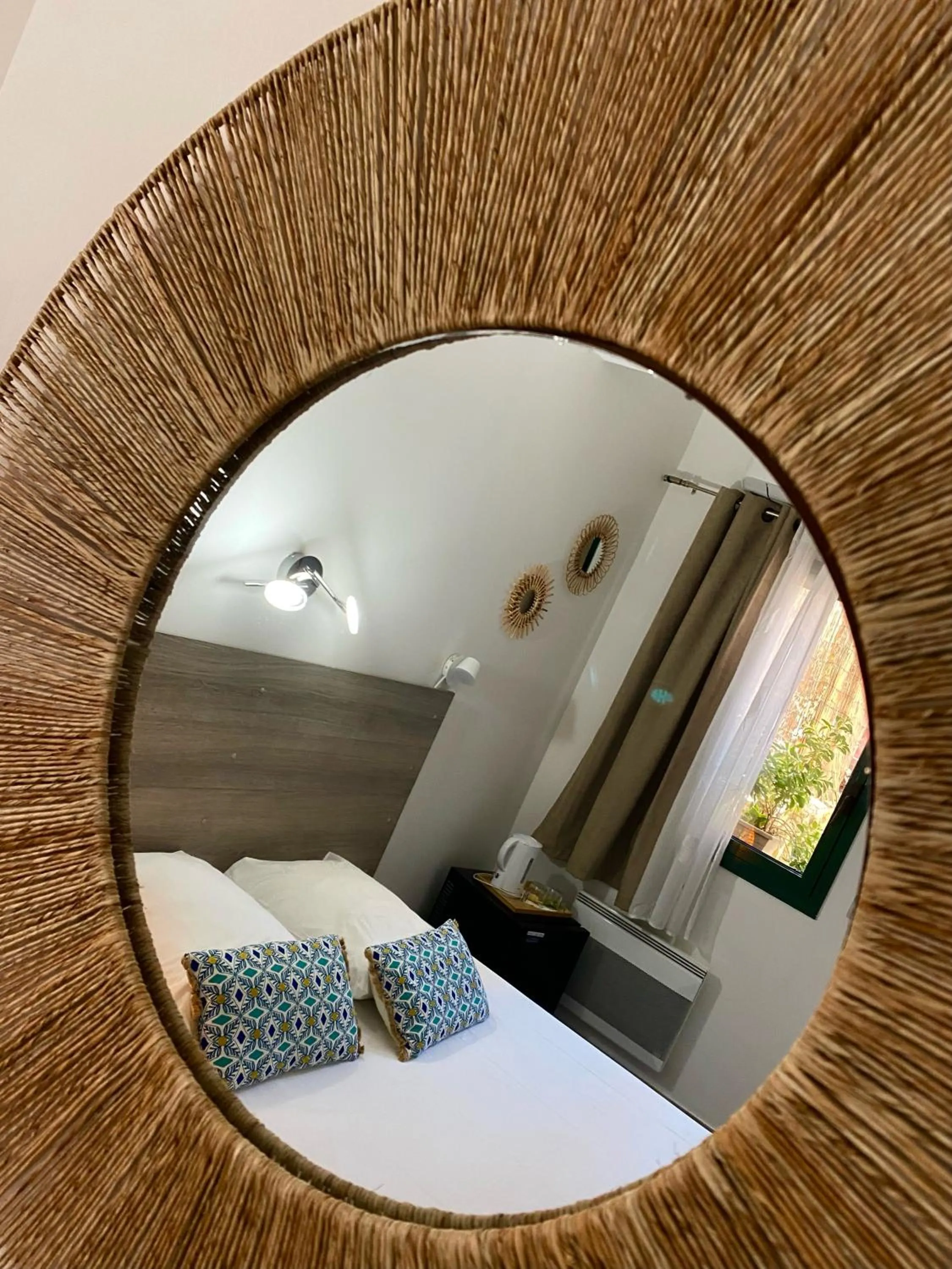 Decorative detail, Bed in Logis Hôtel La Fenière