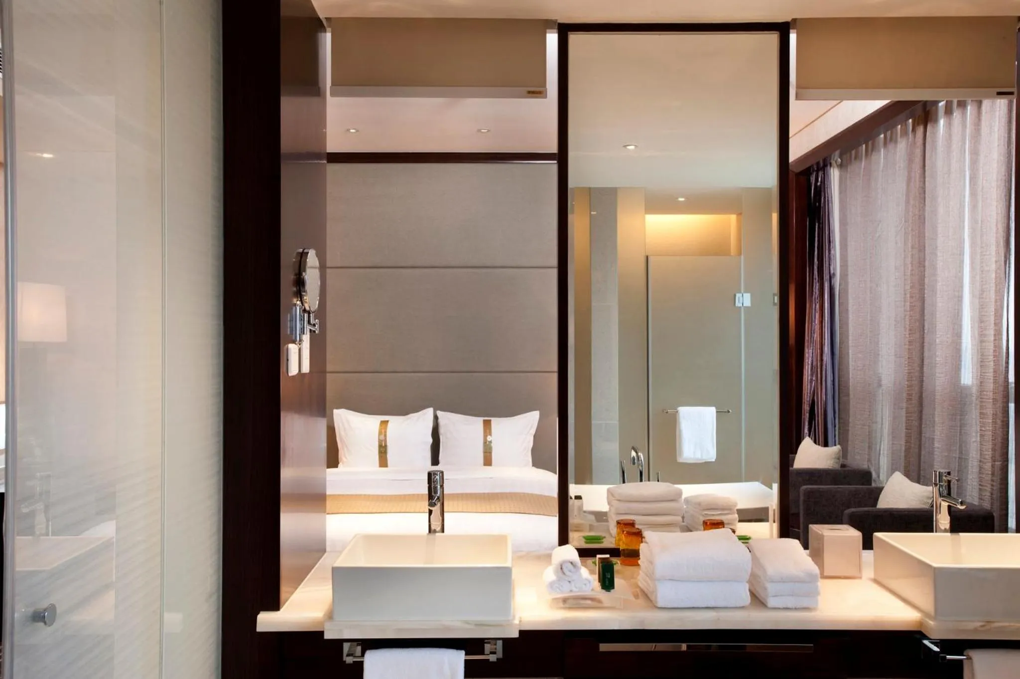 Bathroom, Bed in Crowne Plaza Shanghai Jinxiu by IHG