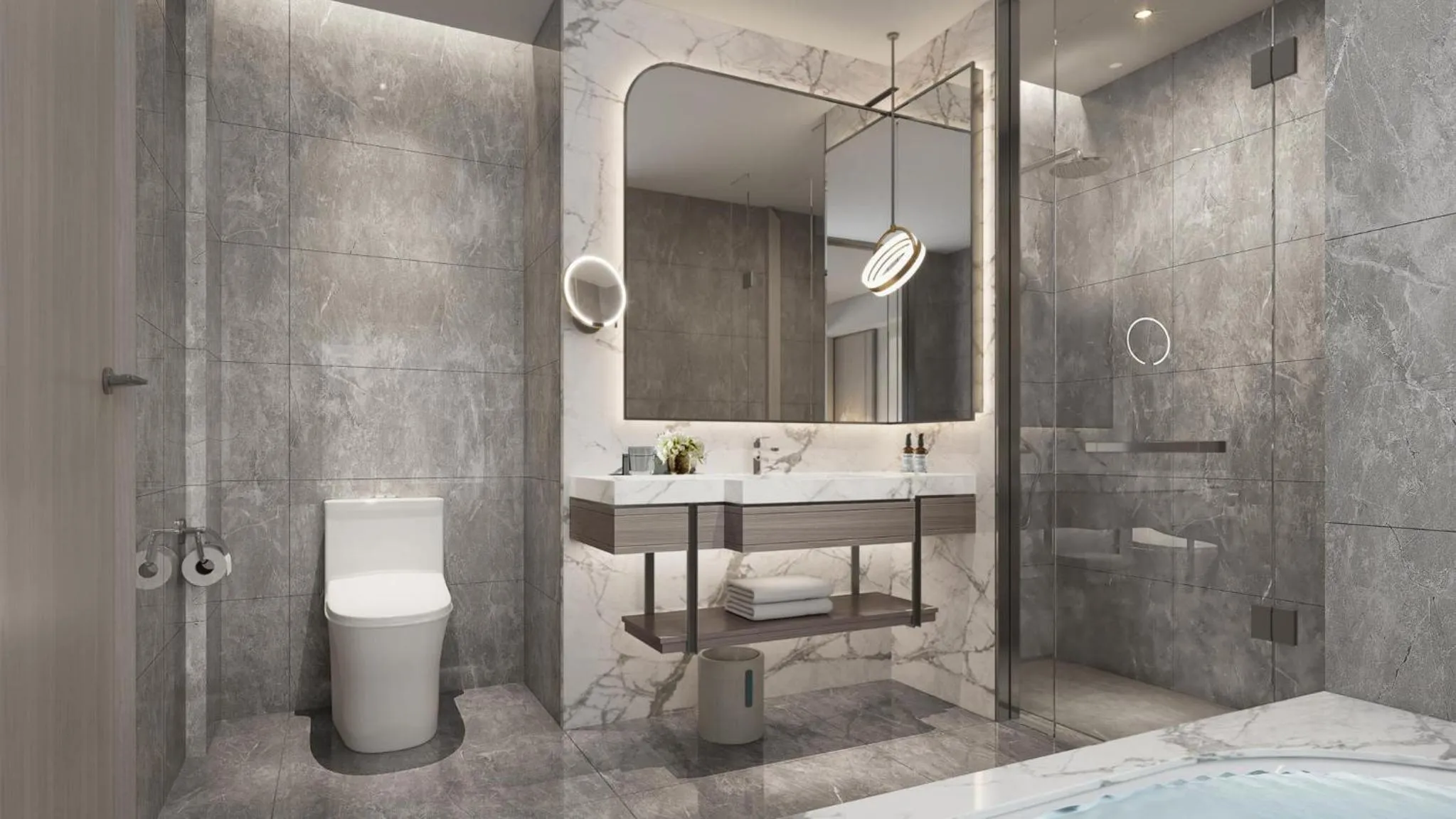 Bathroom in Crowne Plaza Shanghai Jinxiu by IHG