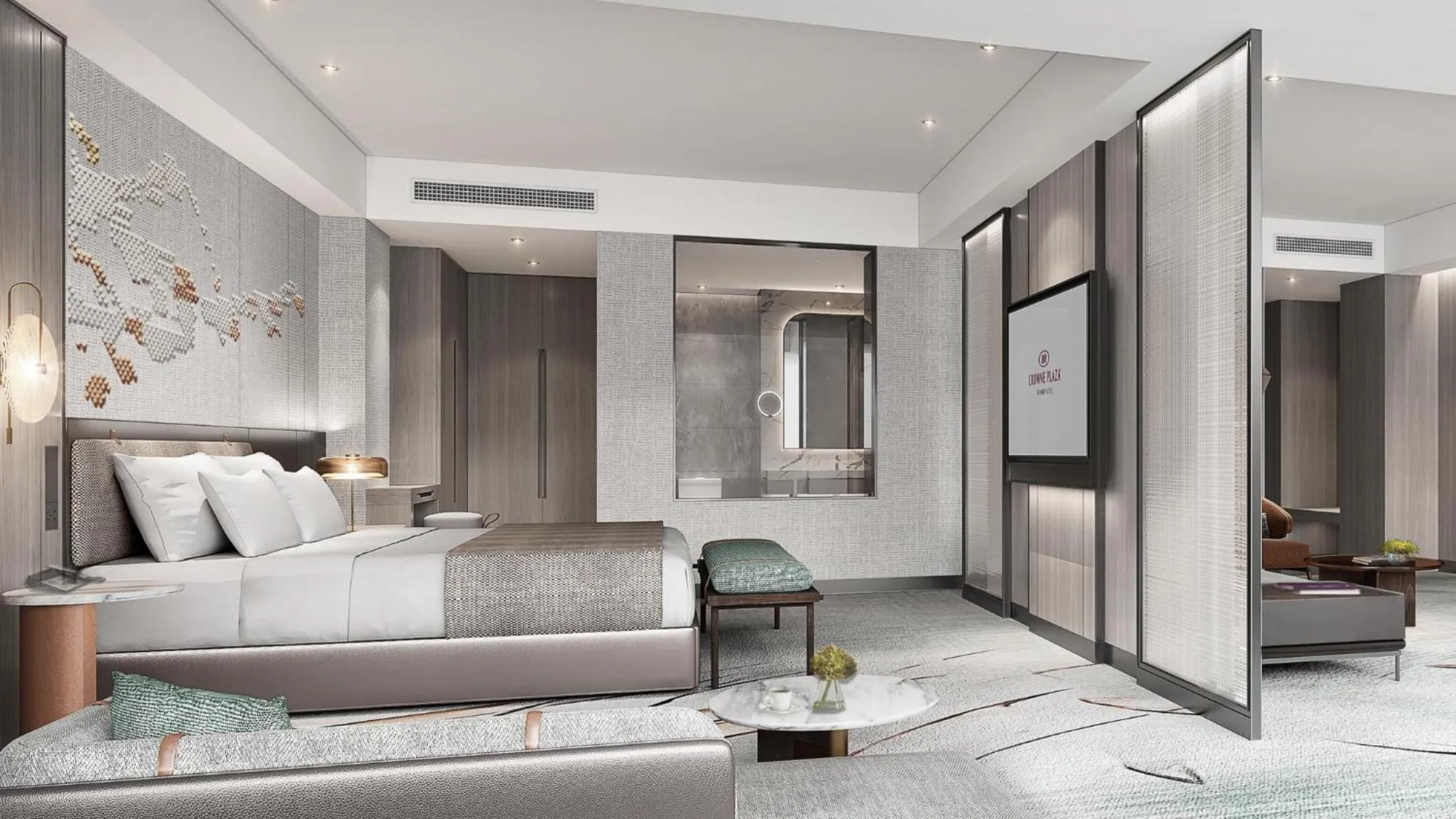 Photo of the whole room, Bed in Crowne Plaza Shanghai Jinxiu by IHG