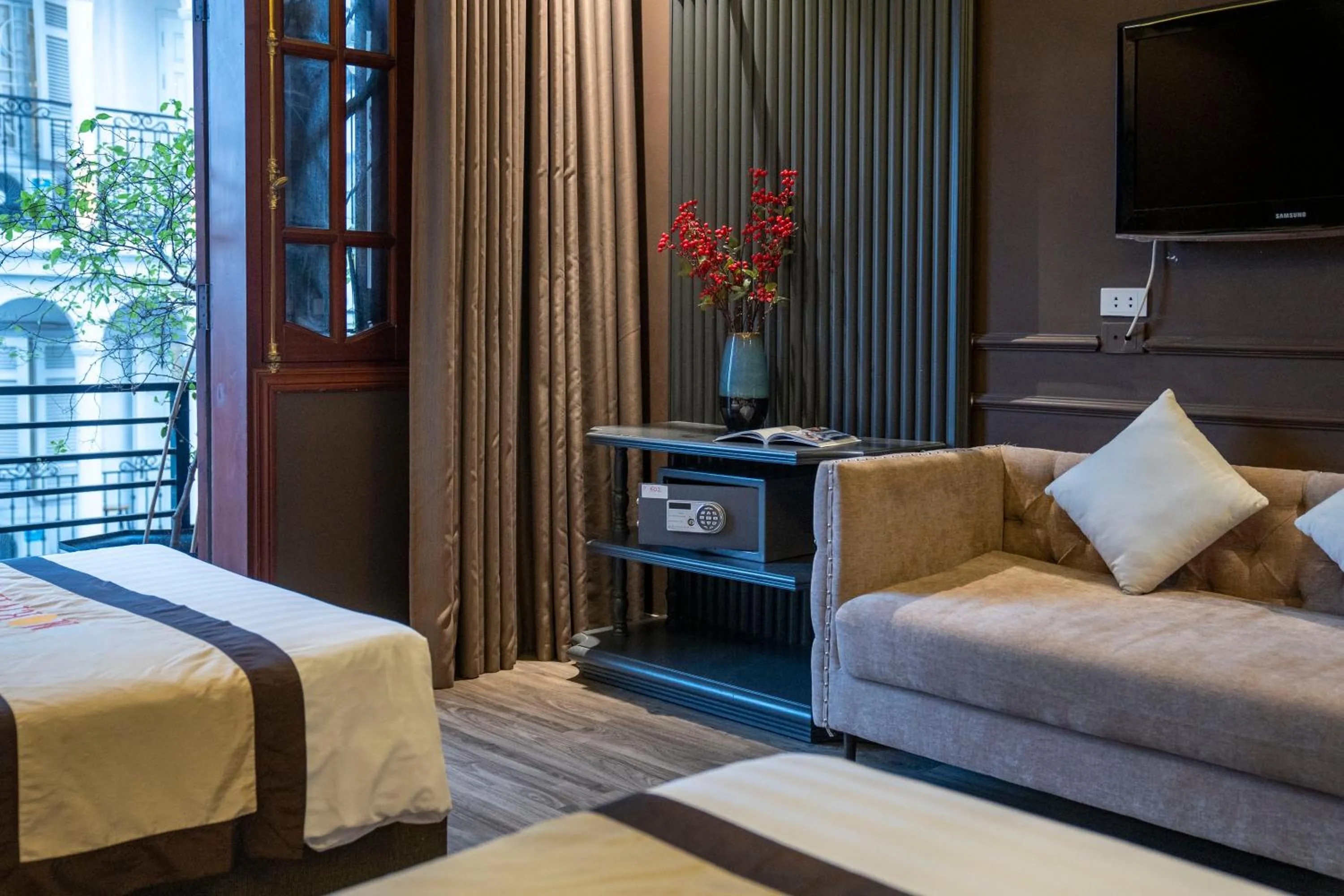 Decorative detail, Bed in Hanoi Morning Hotel