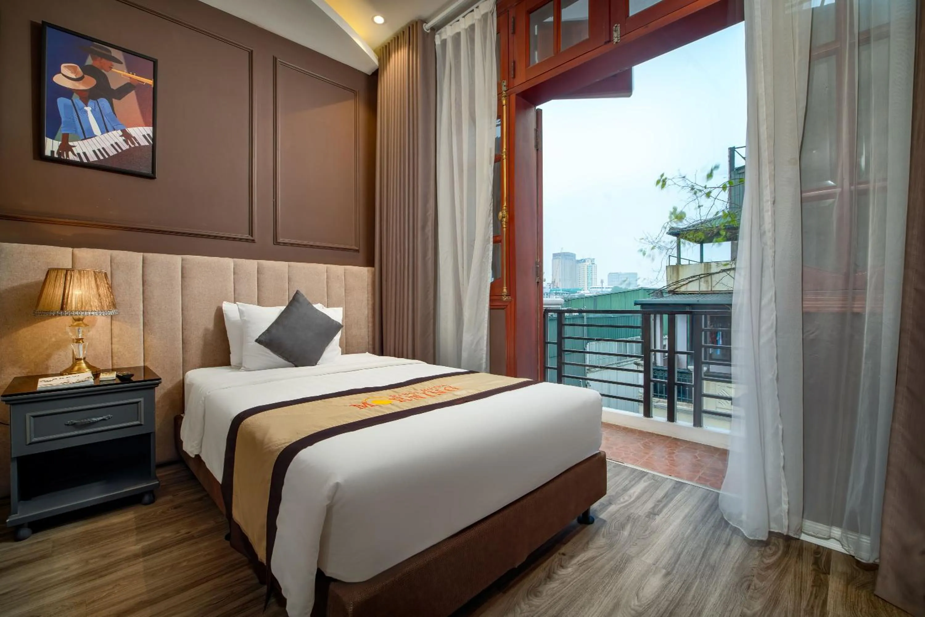 Decorative detail, Bed in Hanoi Morning Hotel