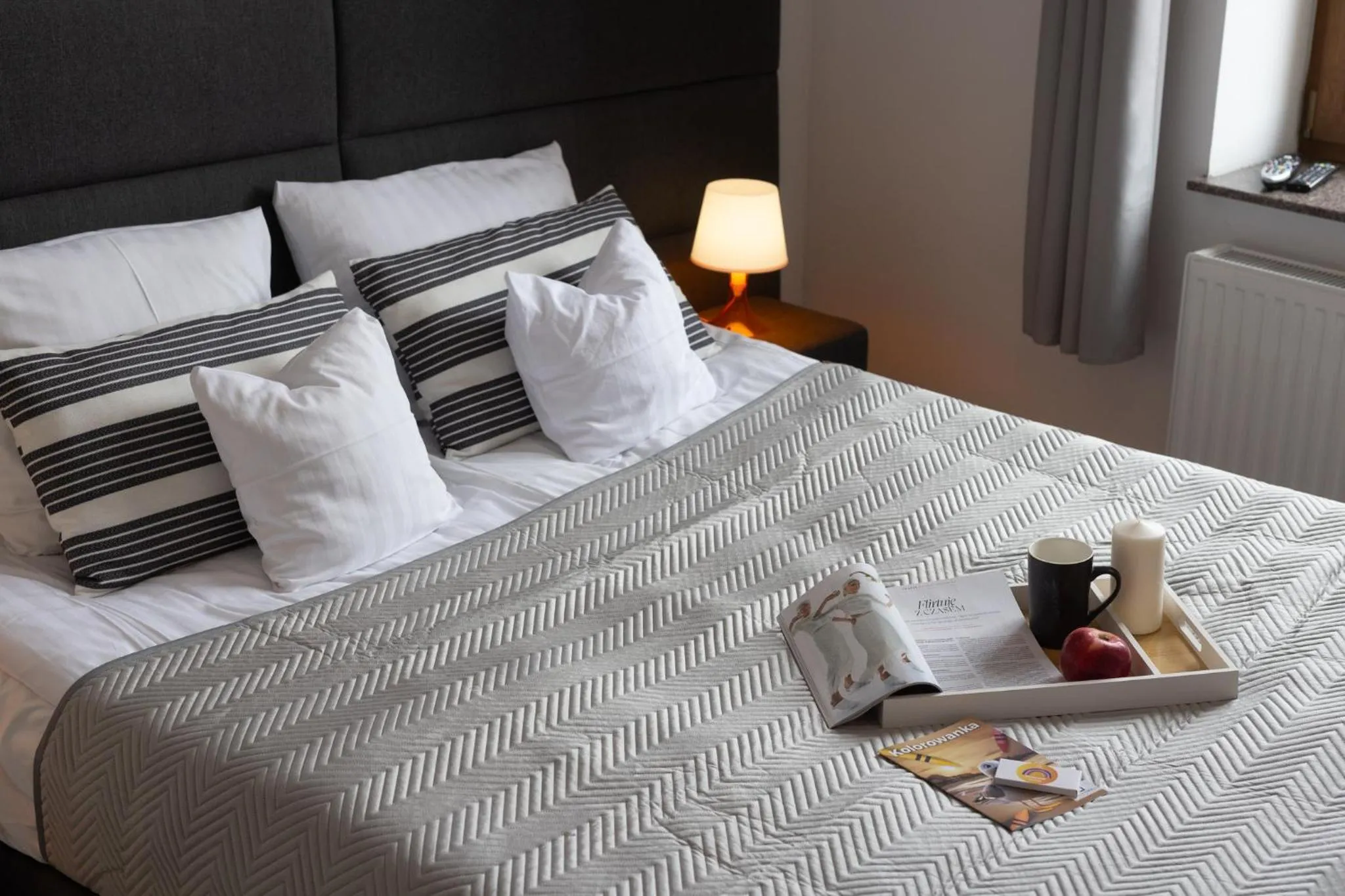 Bed in Apartamenty Bałtyckie - Grand Baltic - WIFI, Klimatyzacja, Sala Zabaw, Taras wypoczynkowy, centrum Ustki