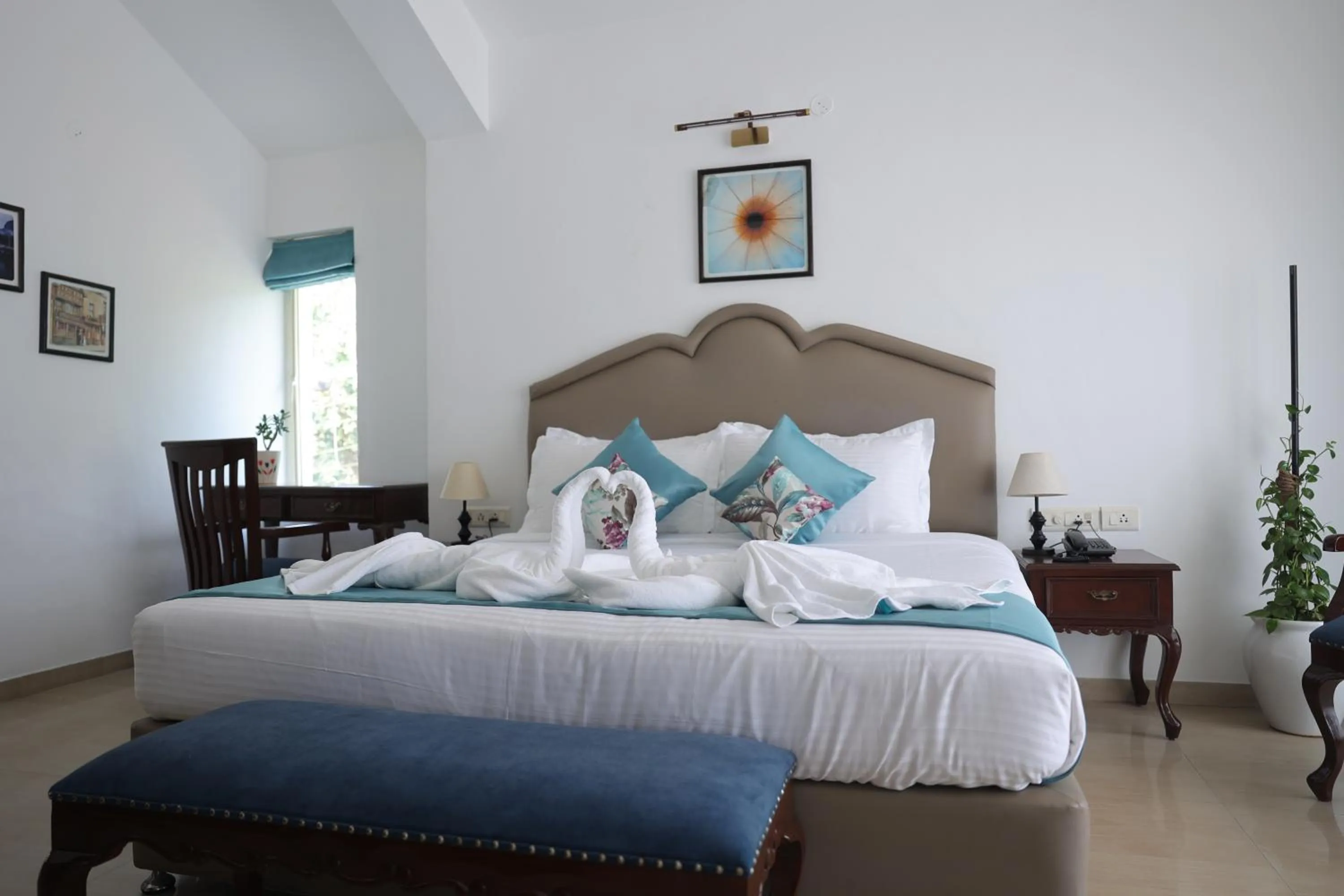 Bed in Casa Ahaana Resort Vagator, By Lavin Hotels