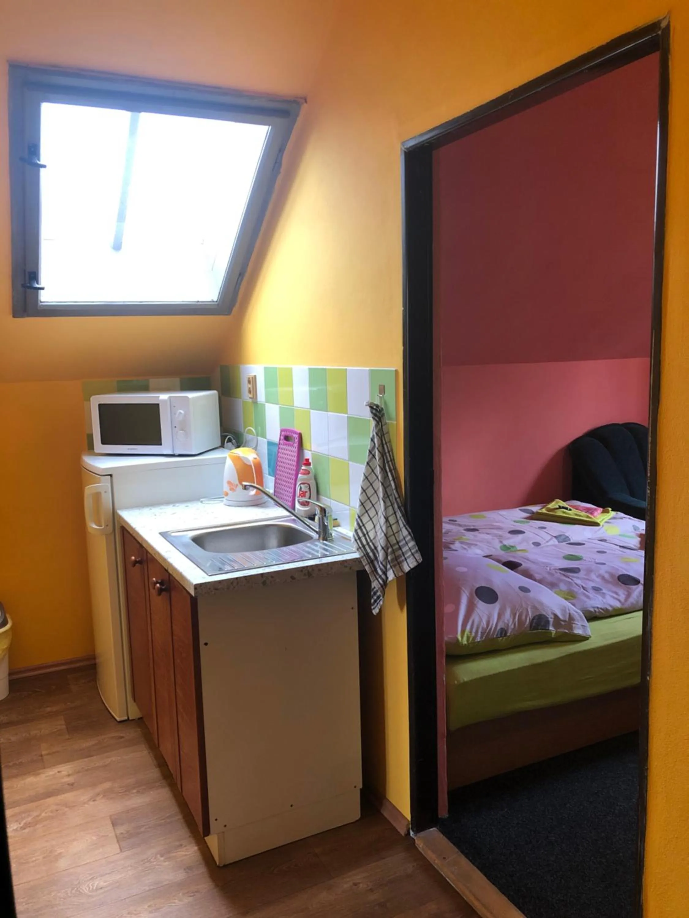Kitchen or kitchenette, Bed in Hotel Na Trojce